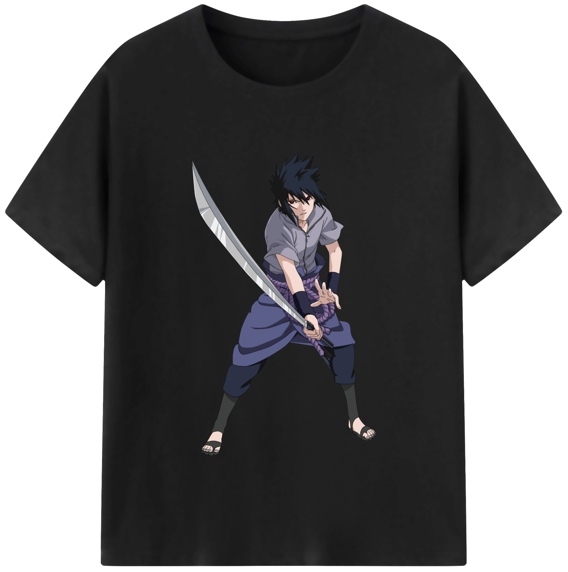 （画像用） NARUTO -ナルト- うちは サスケ Uchiha Sasuke レディースカジュアルプリントTシャツ（綿100％）
