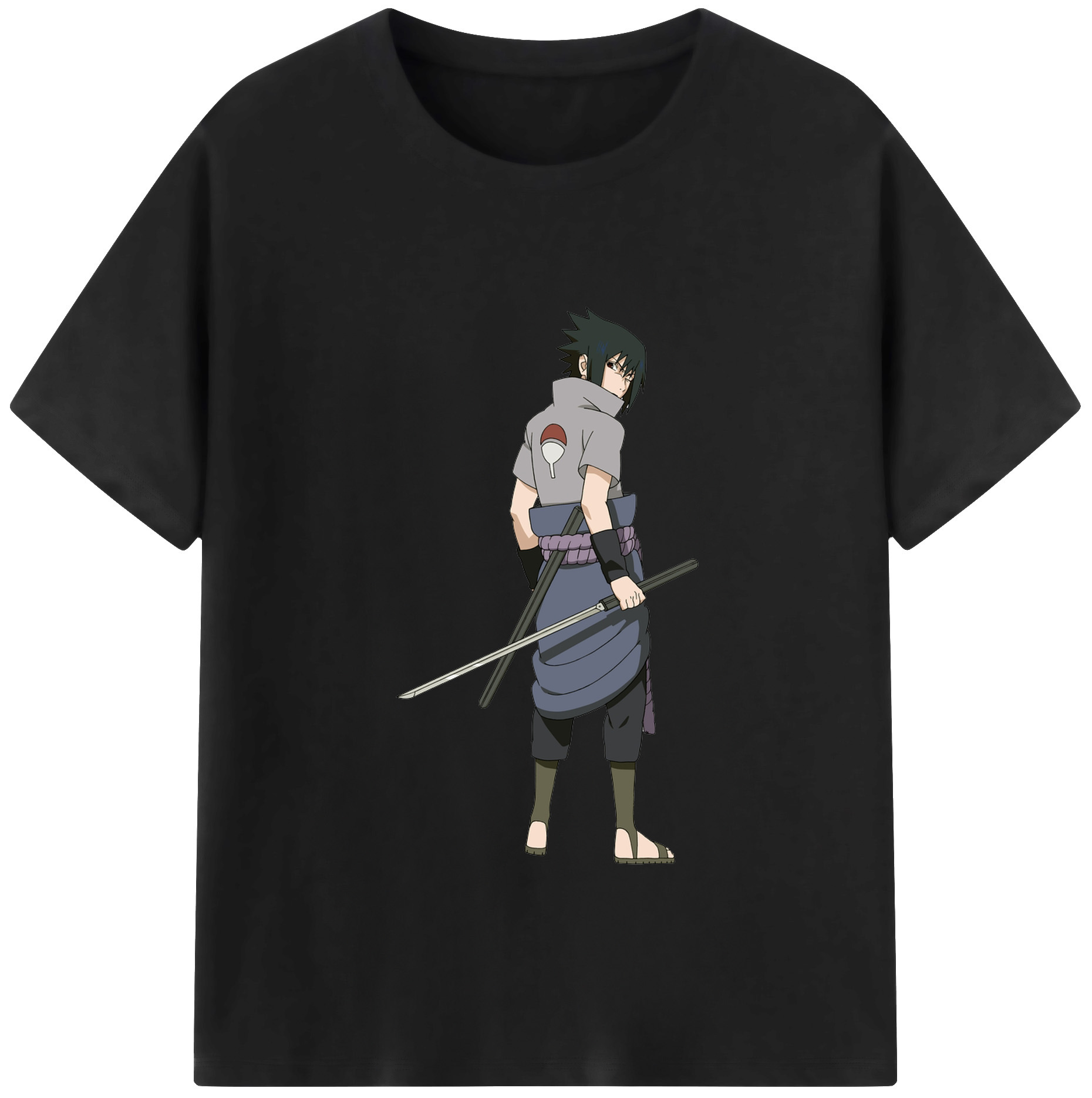 （画像用） NARUTO -ナルト- うちは サスケ Uchiha Sasuke レディースカジュアルプリントTシャツ（綿100％）