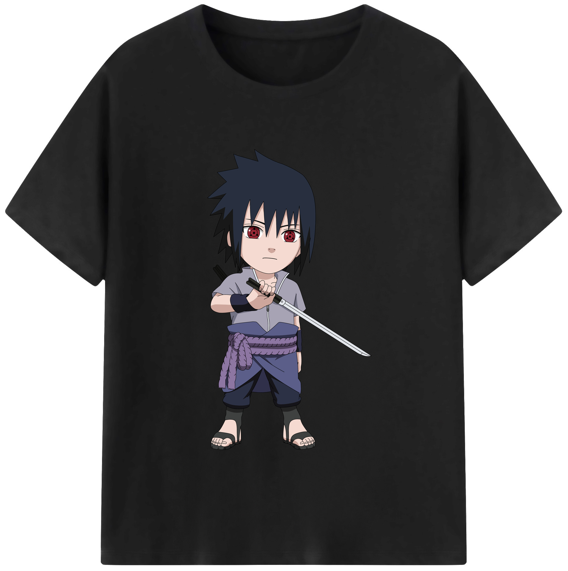 （画像用） NARUTO -ナルト- うちは サスケ Uchiha Sasuke レディースカジュアルプリントTシャツ（綿100％）