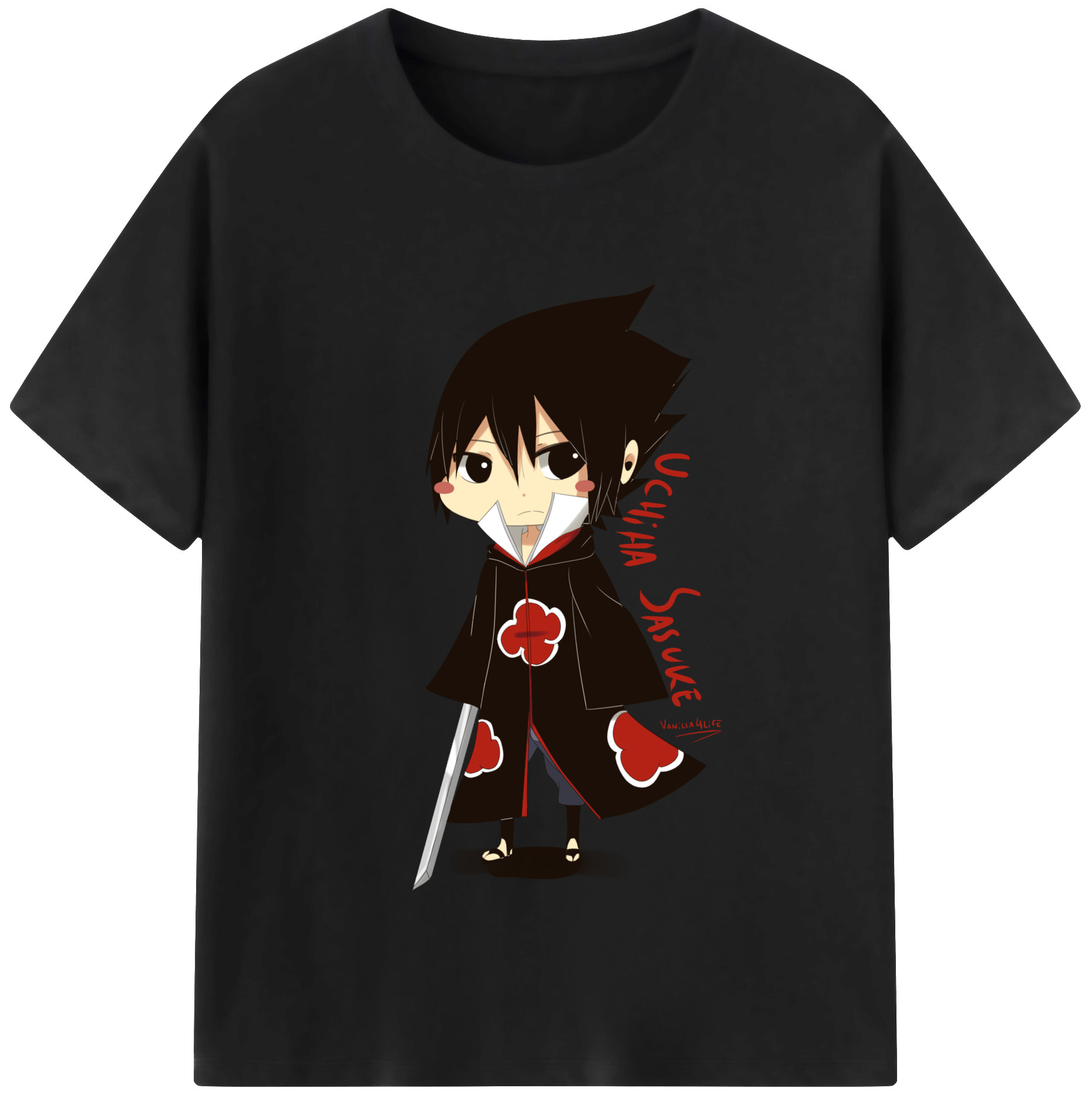 （画像用） NARUTO -ナルト- うちは サスケ Uchiha Sasuke レディースカジュアルプリントTシャツ（綿100％）
