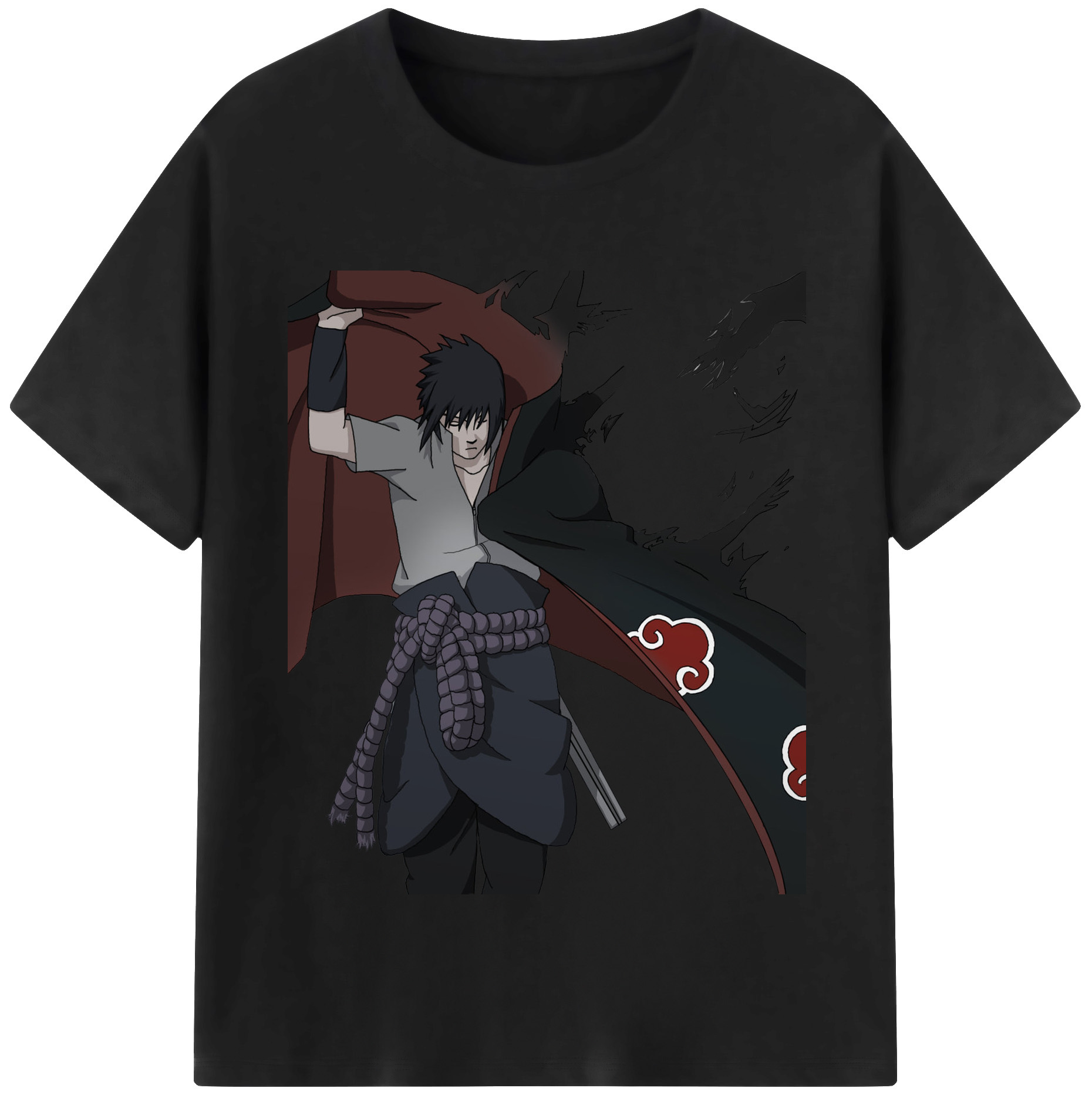 （画像用） NARUTO -ナルト- うちは サスケ Uchiha Sasuke レディースカジュアルプリントTシャツ（綿100％）