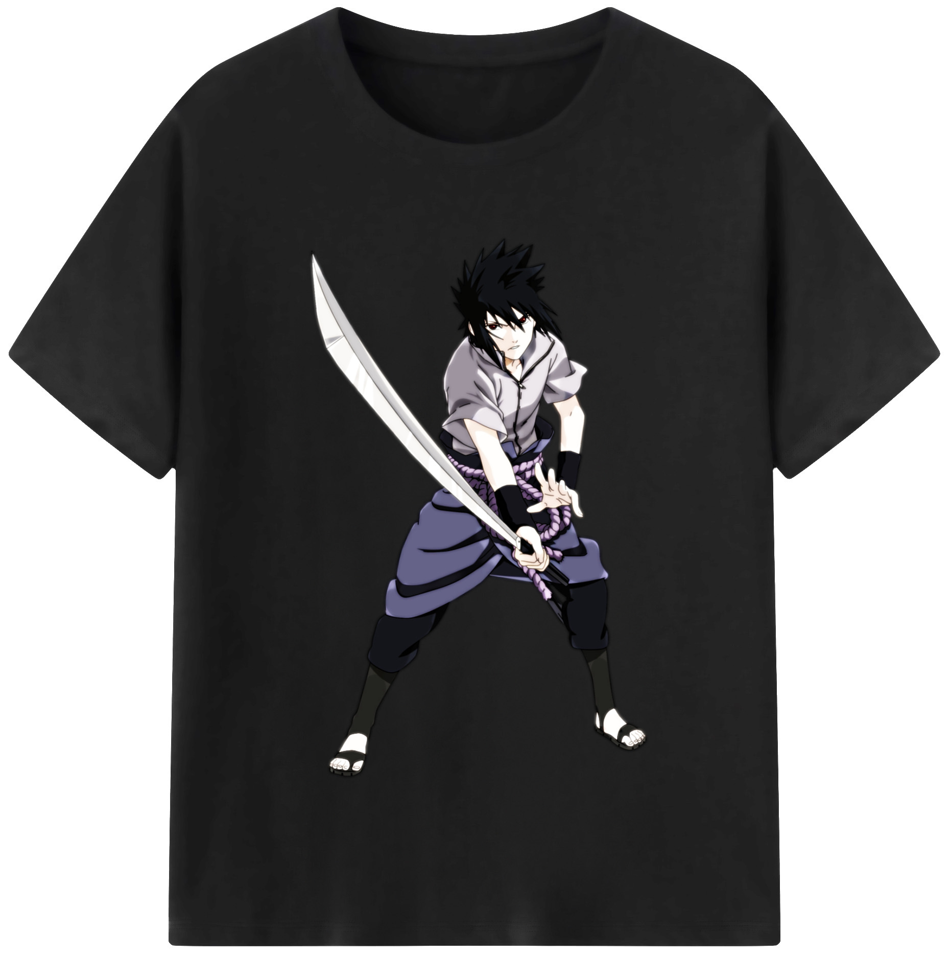 （画像用） NARUTO -ナルト- うちは サスケ Uchiha Sasuke レディースカジュアルプリントTシャツ（綿100％）