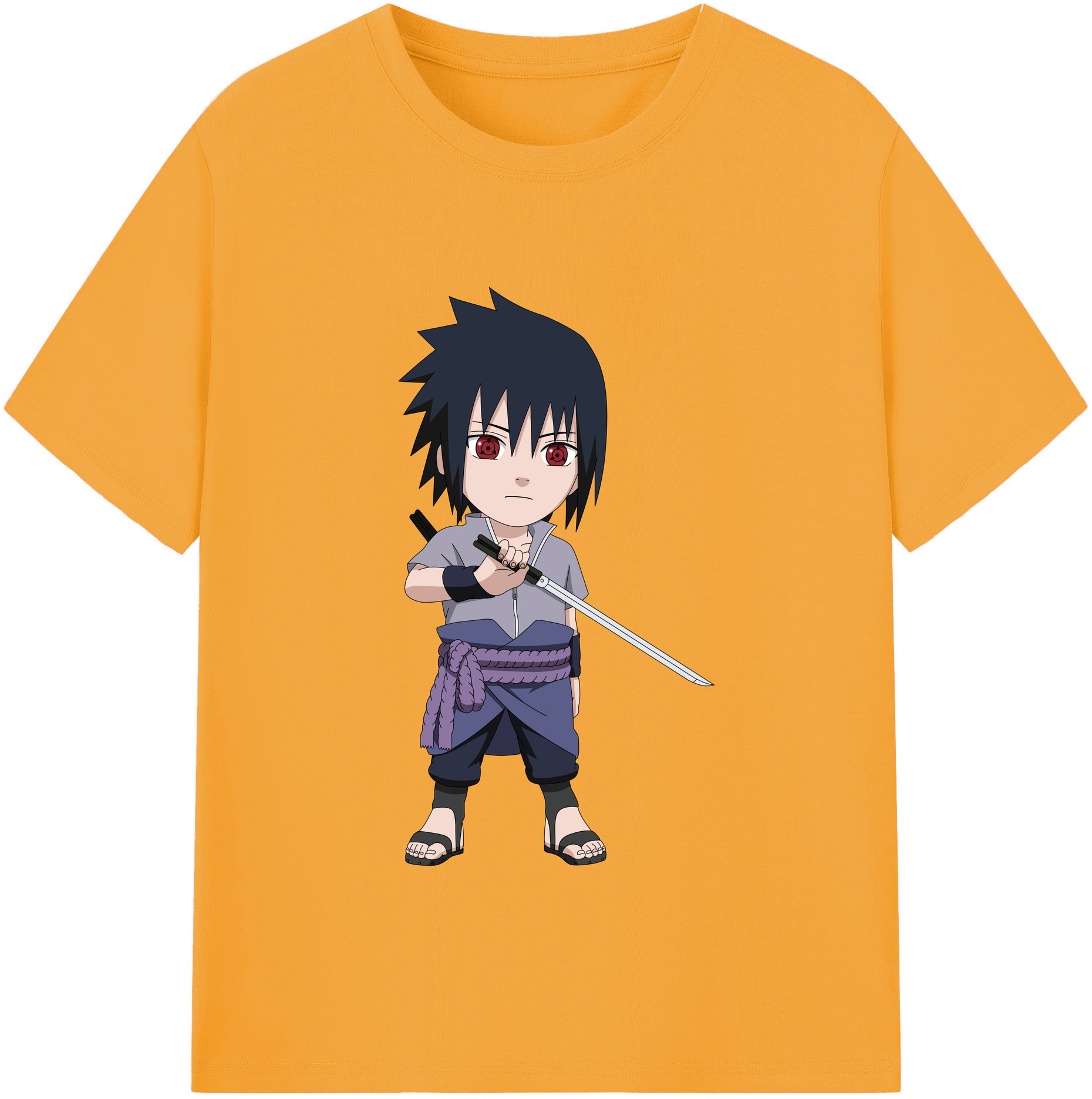 （画像用） NARUTO -ナルト- うちは サスケ Uchiha Sasuke レディースカジュアルプリントTシャツ（綿100％）