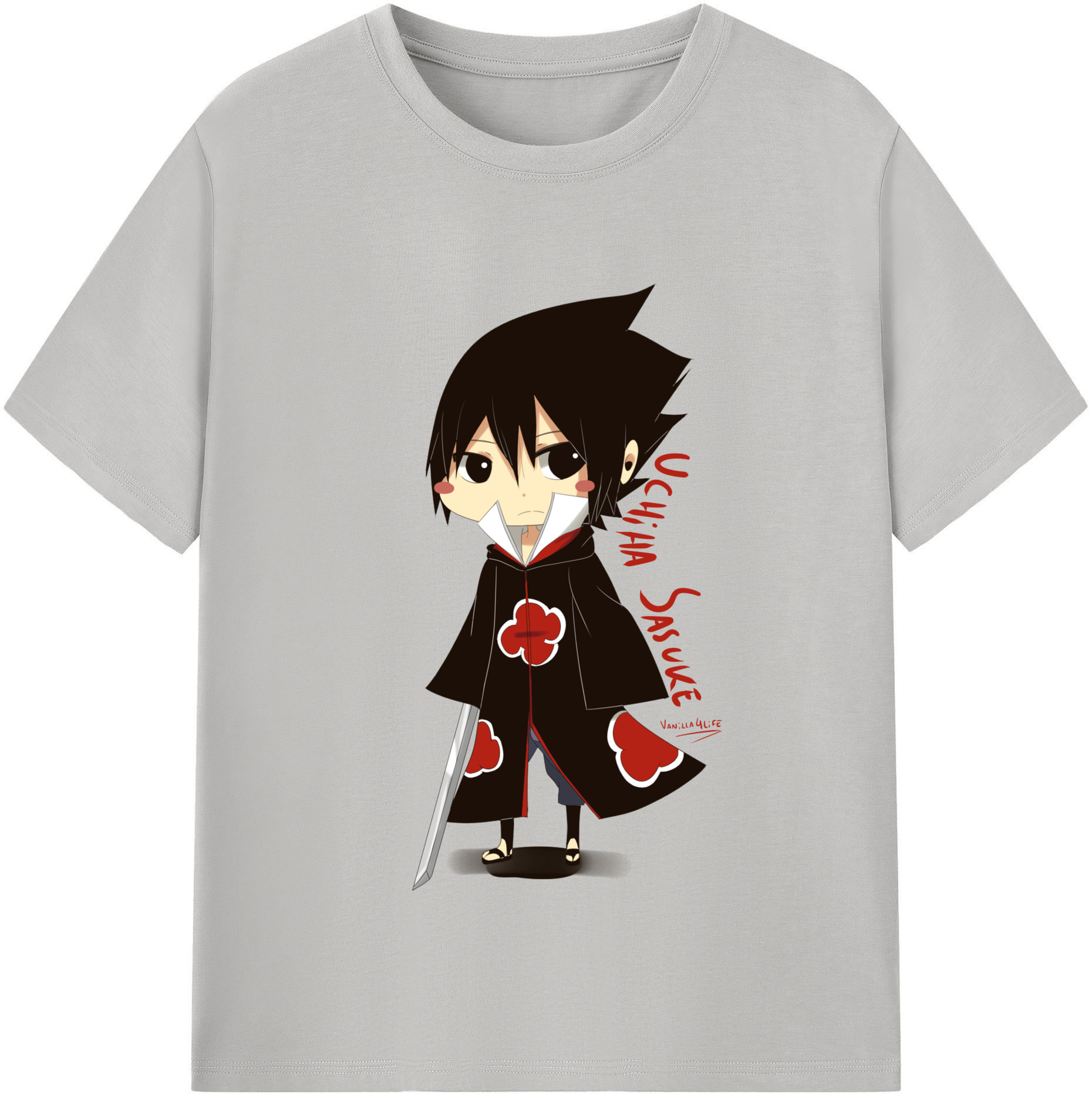 （画像用） NARUTO -ナルト- うちは サスケ Uchiha Sasuke レディースカジュアルプリントTシャツ（綿100％）