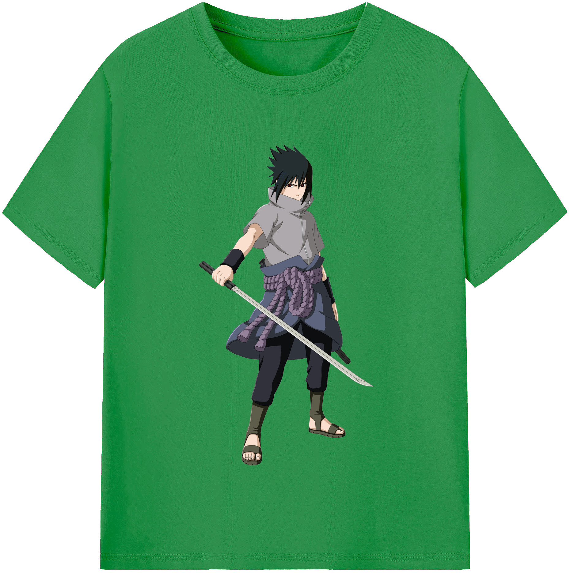 （画像用） NARUTO -ナルト- うちは サスケ Uchiha Sasuke レディースカジュアルプリントTシャツ（綿100％）