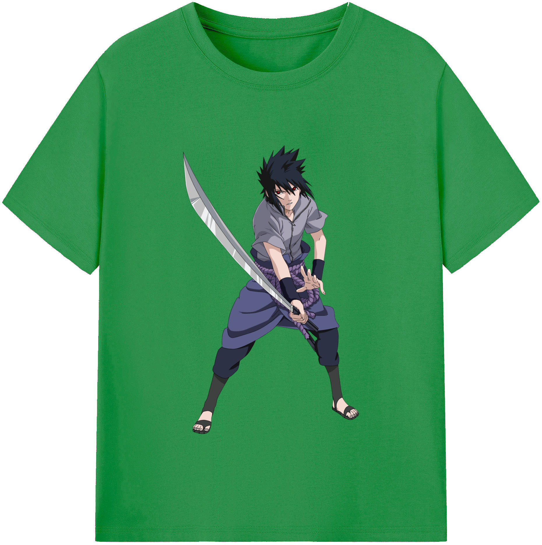 （画像用） NARUTO -ナルト- うちは サスケ Uchiha Sasuke レディースカジュアルプリントTシャツ（綿100％）