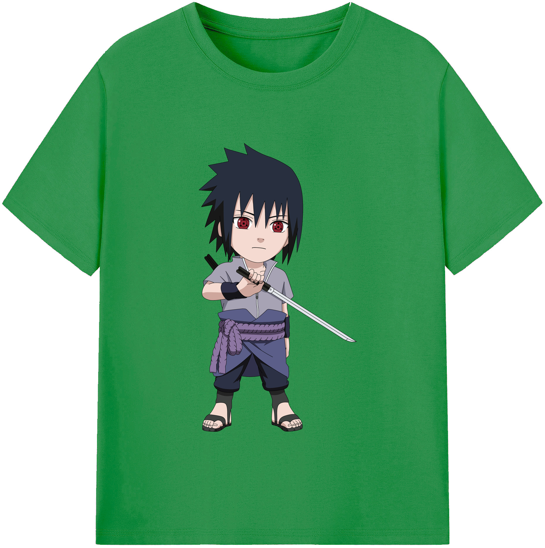（画像用） NARUTO -ナルト- うちは サスケ Uchiha Sasuke レディースカジュアルプリントTシャツ（綿100％）
