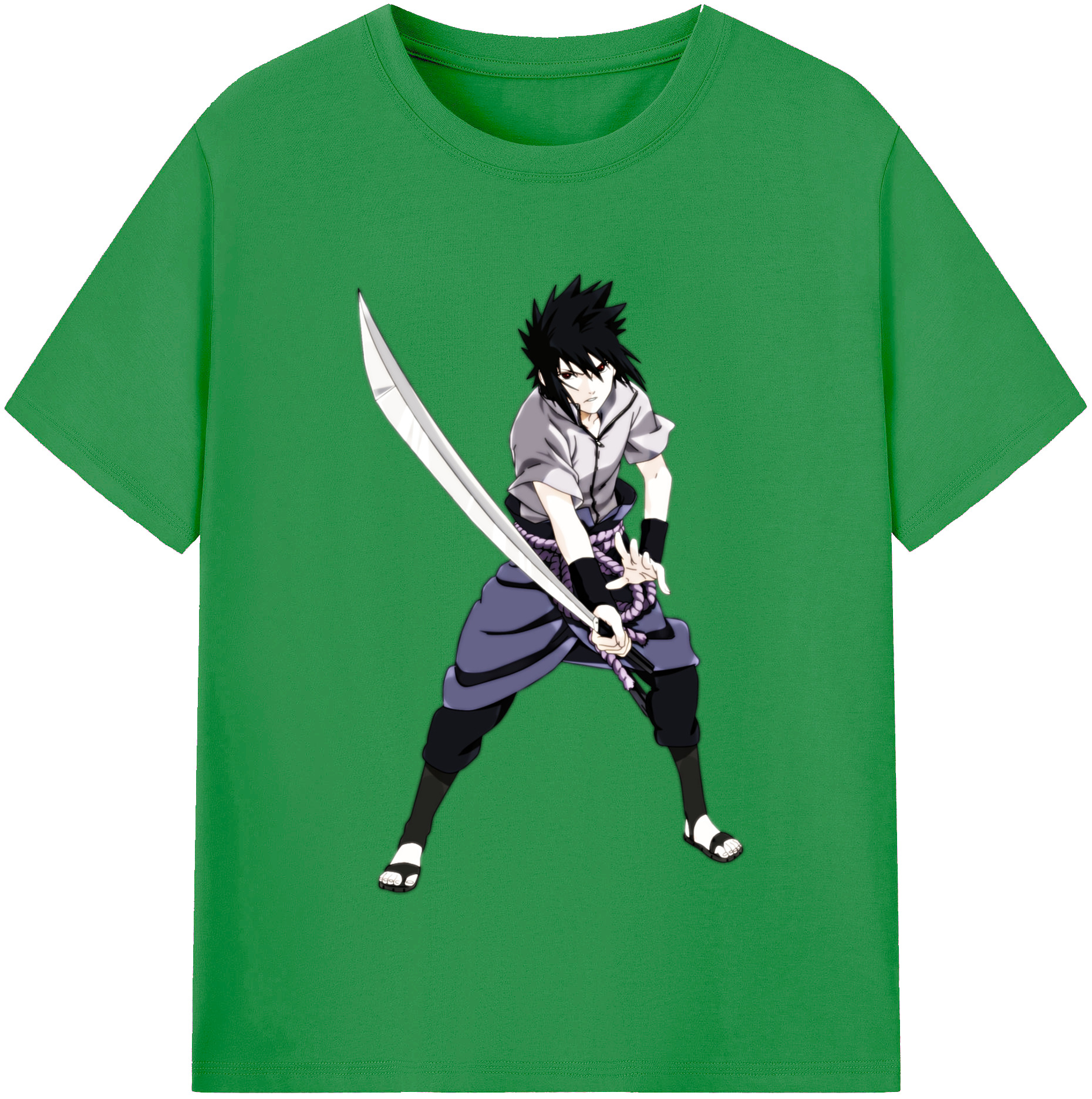 （画像用） NARUTO -ナルト- うちは サスケ Uchiha Sasuke レディースカジュアルプリントTシャツ（綿100％）