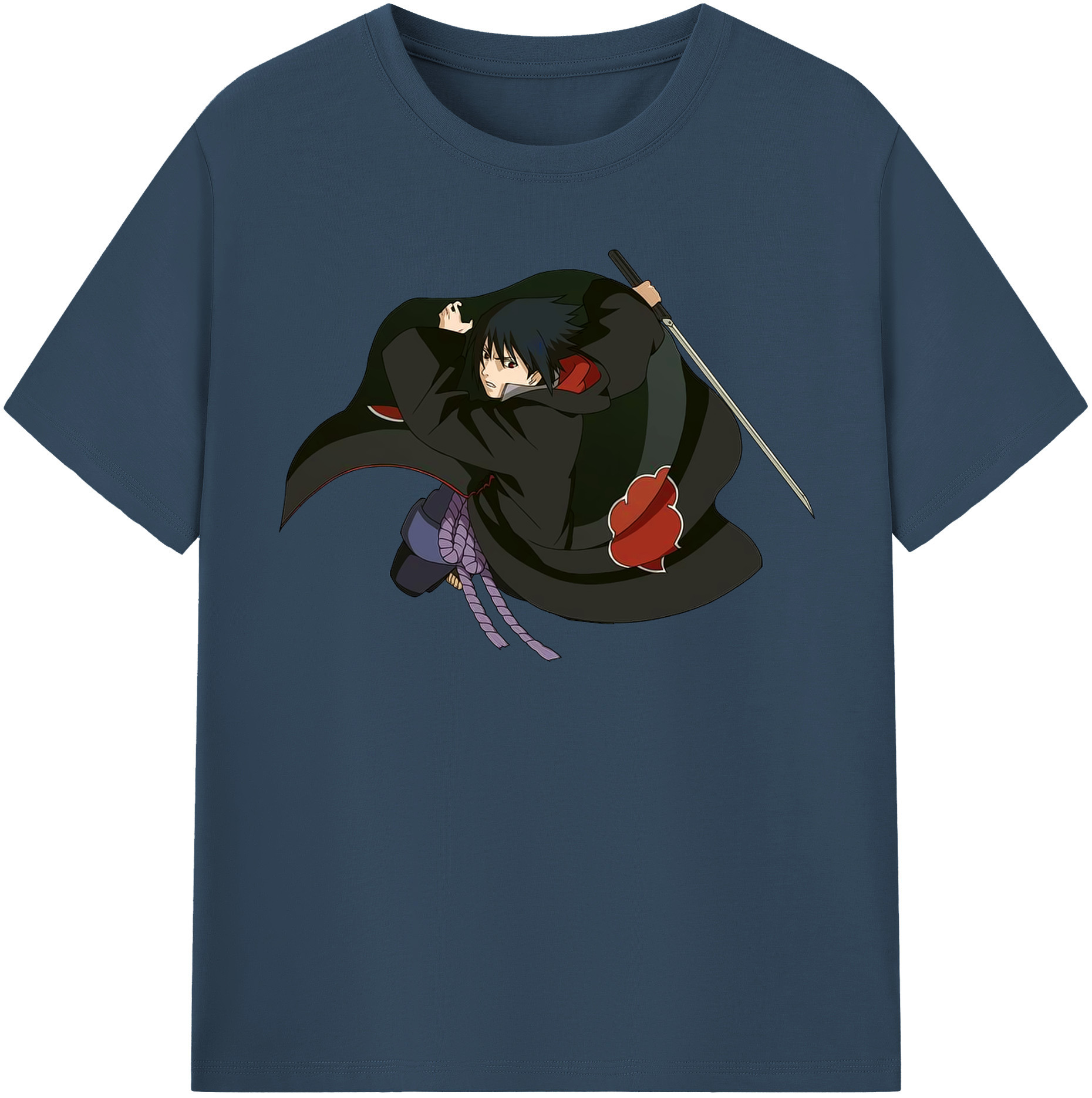 （画像用） NARUTO -ナルト- うちは サスケ Uchiha Sasuke レディースカジュアルプリントTシャツ（綿100％）