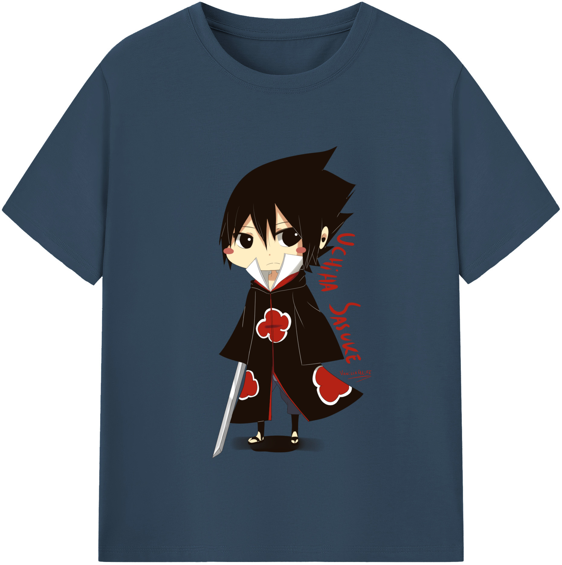 （画像用） NARUTO -ナルト- うちは サスケ Uchiha Sasuke レディースカジュアルプリントTシャツ（綿100％）