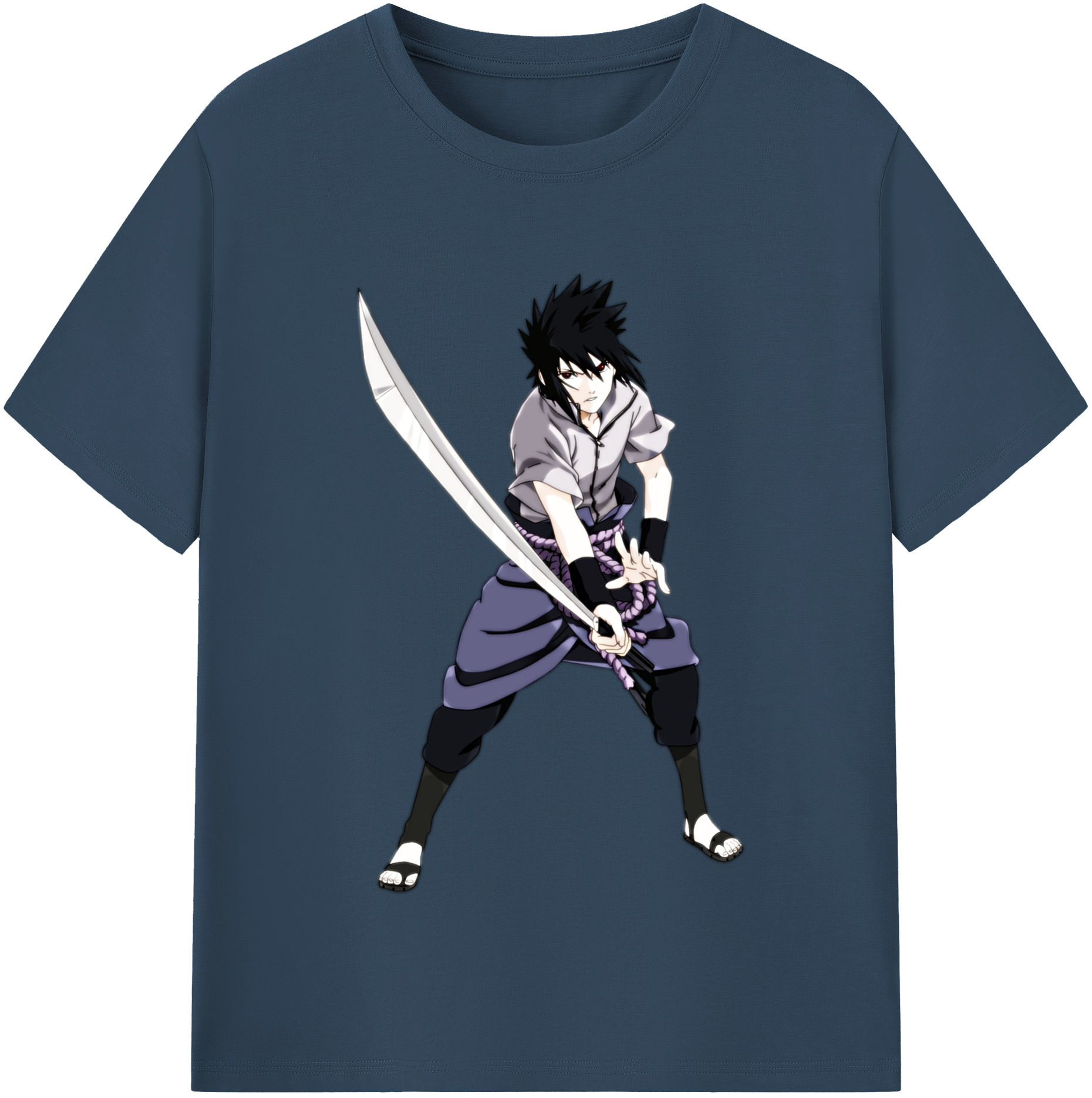 （画像用） NARUTO -ナルト- うちは サスケ Uchiha Sasuke レディースカジュアルプリントTシャツ（綿100％）