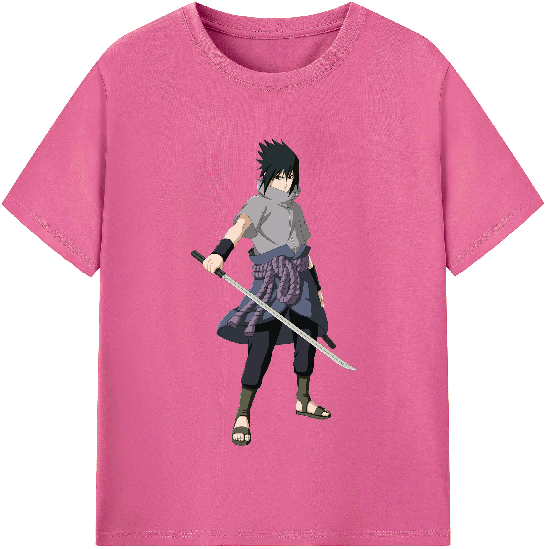 （画像用） NARUTO -ナルト- うちは サスケ Uchiha Sasuke レディースカジュアルプリントTシャツ（綿100％）