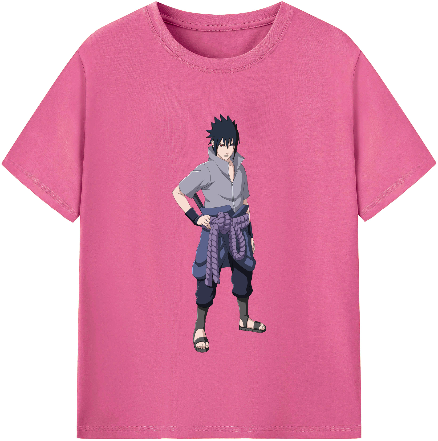 （画像用） NARUTO -ナルト- うちは サスケ Uchiha Sasuke レディースカジュアルプリントTシャツ（綿100％）