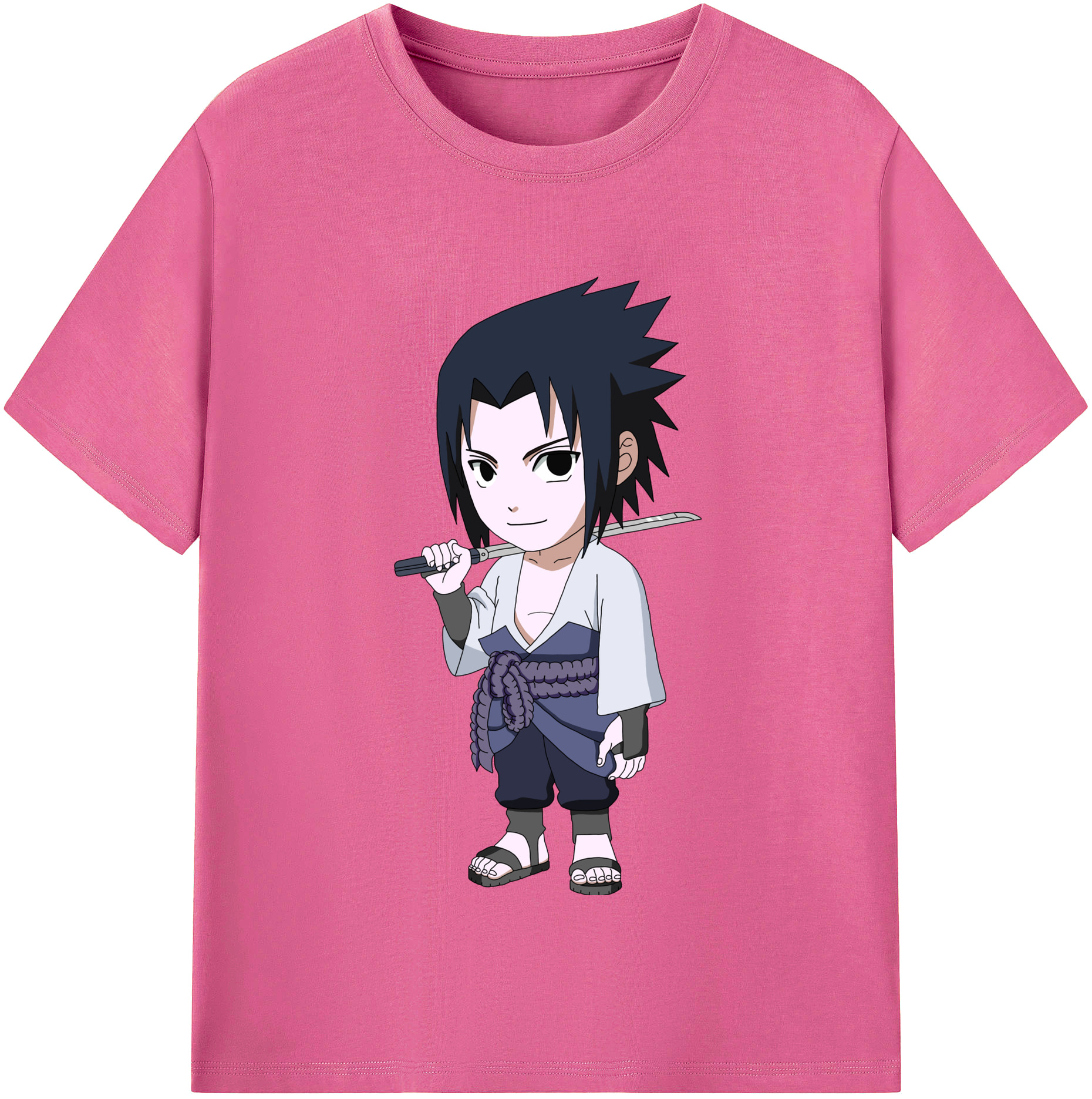 （画像用） NARUTO -ナルト- うちは サスケ Uchiha Sasuke レディースカジュアルプリントTシャツ（綿100％）