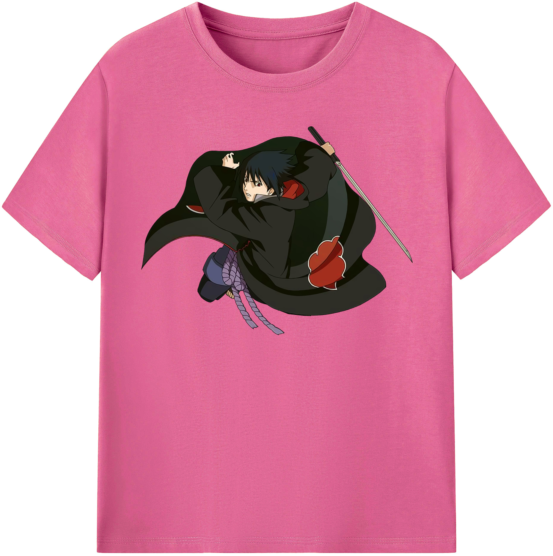 （画像用） NARUTO -ナルト- うちは サスケ Uchiha Sasuke レディースカジュアルプリントTシャツ（綿100％）