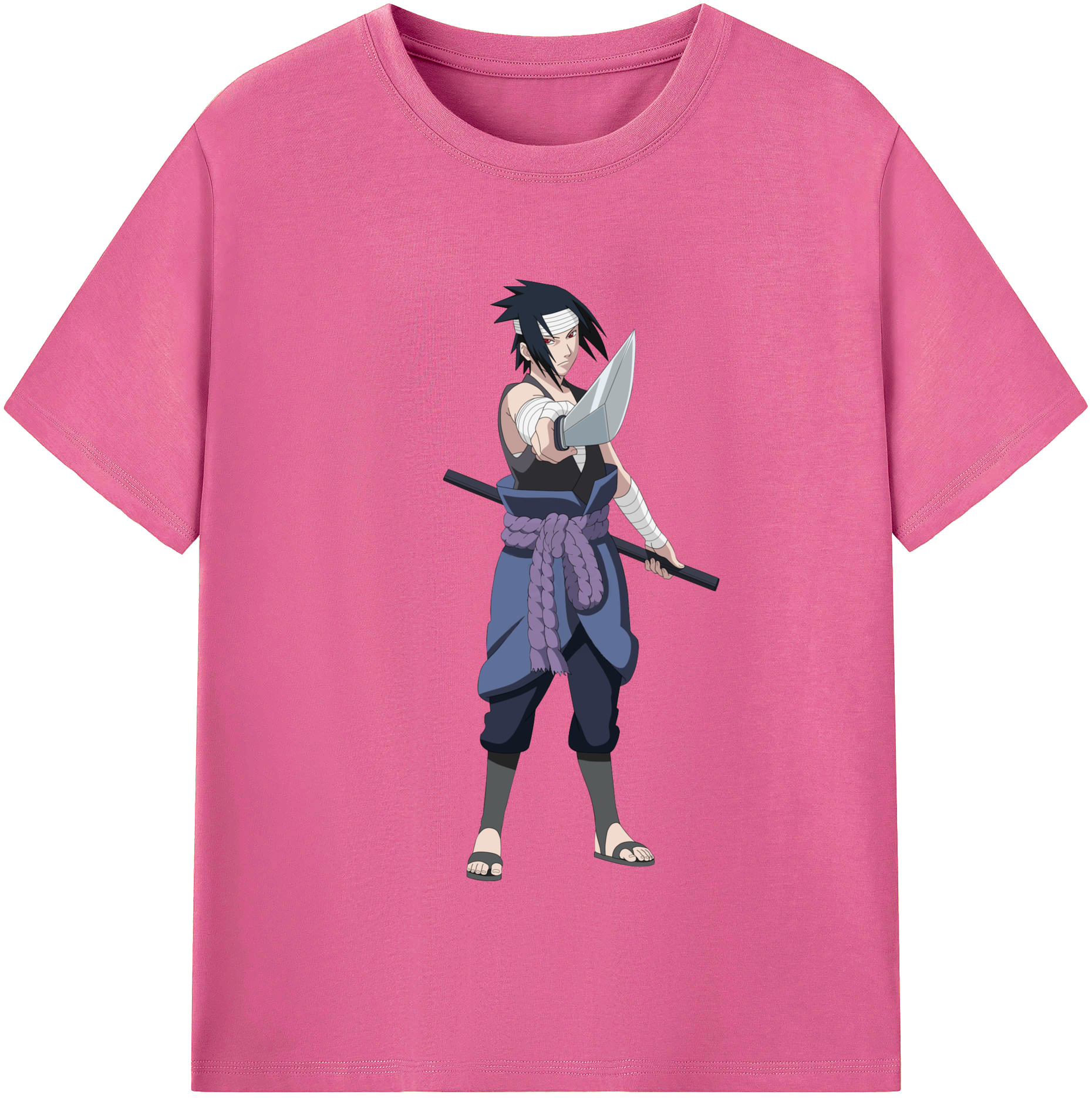 （画像用） NARUTO -ナルト- うちは サスケ Uchiha Sasuke レディースカジュアルプリントTシャツ（綿100％）