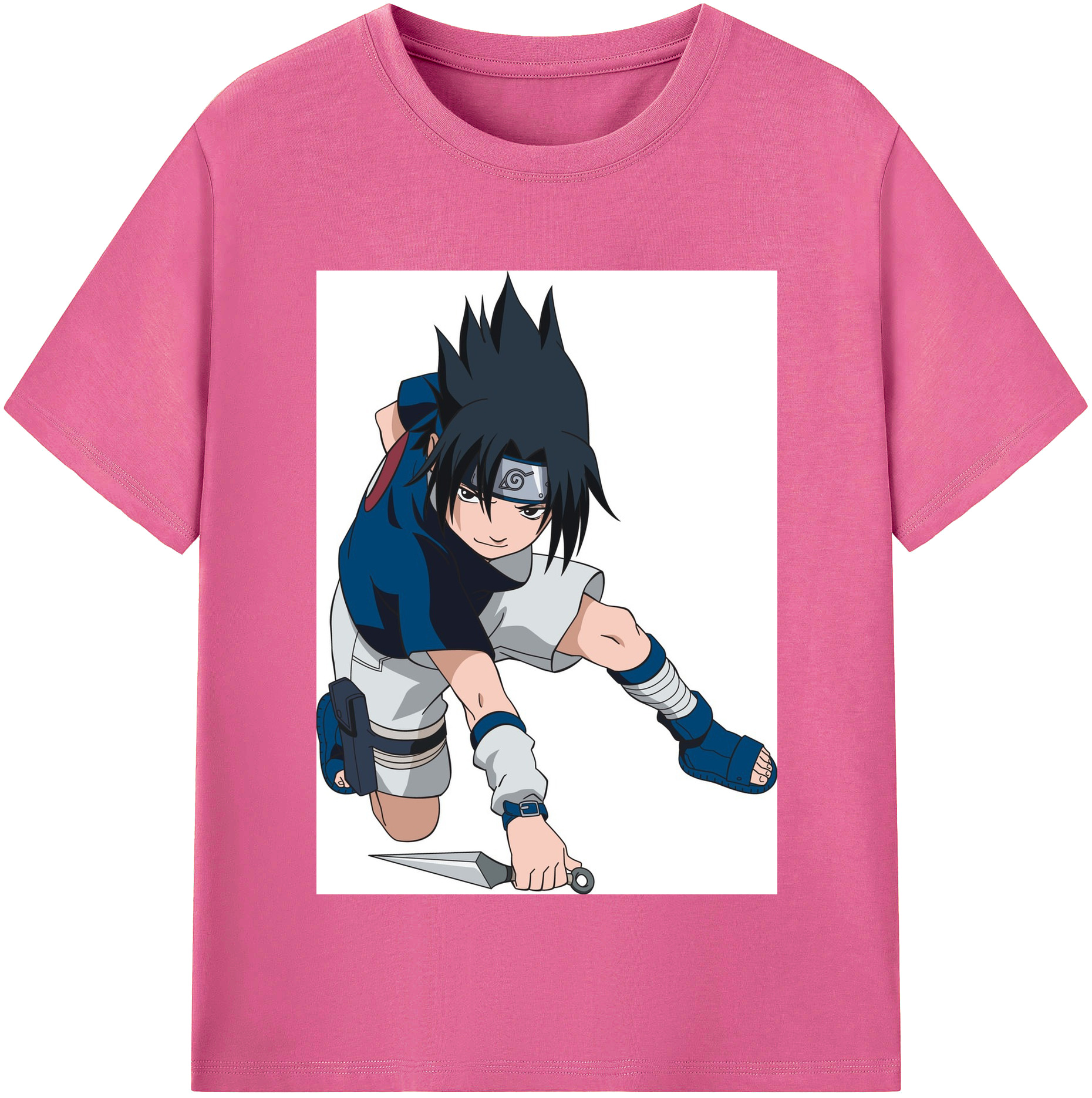 （画像用） NARUTO -ナルト- うちは サスケ Uchiha Sasuke レディースカジュアルプリントTシャツ（綿100％）
