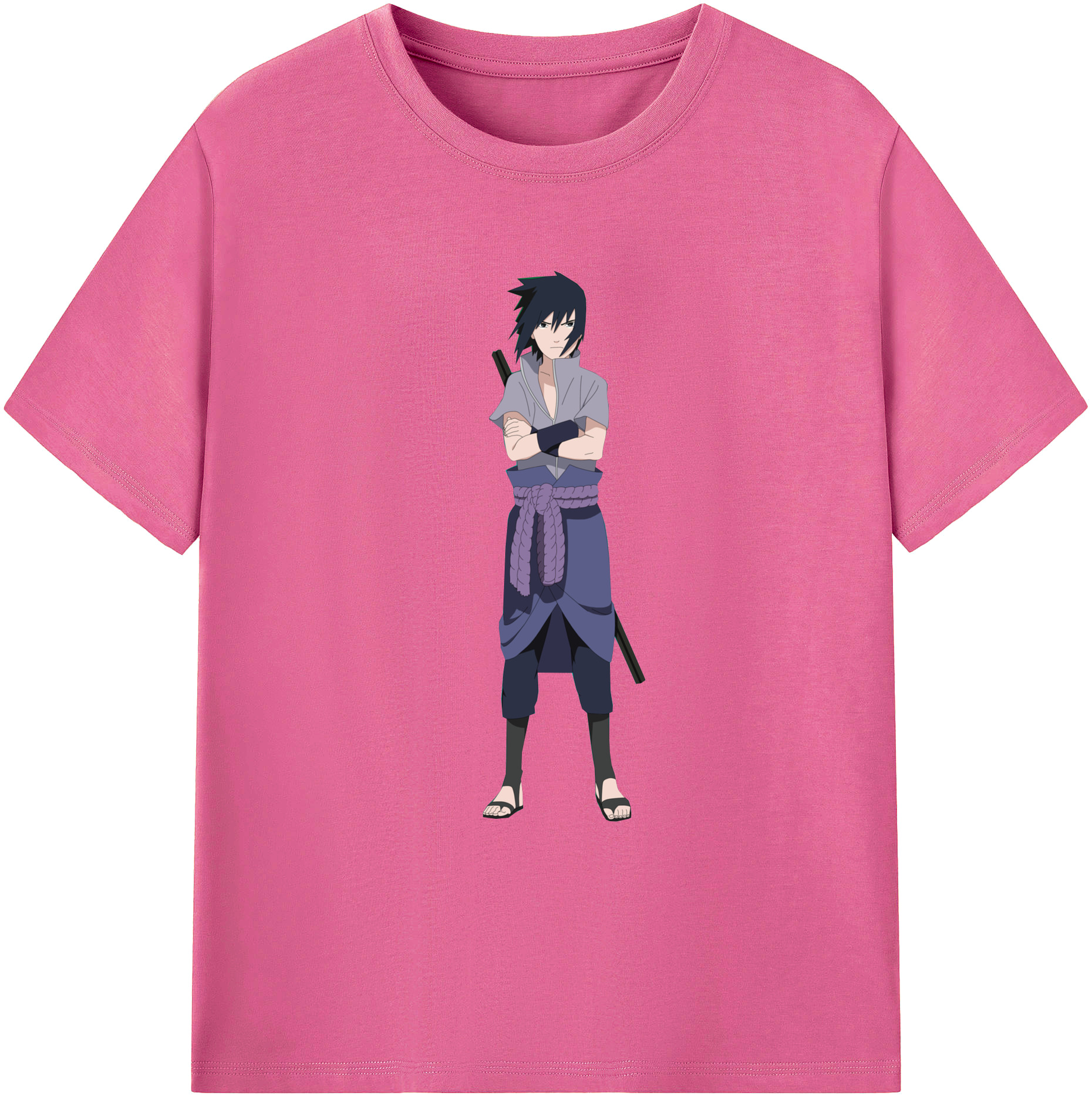 （画像用） NARUTO -ナルト- うちは サスケ Uchiha Sasuke レディースカジュアルプリントTシャツ（綿100％）