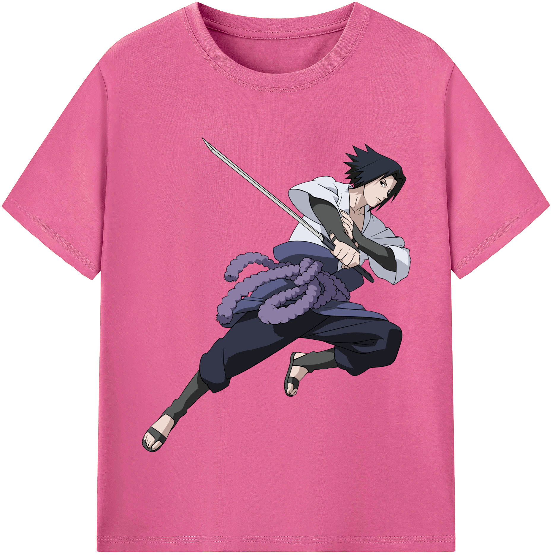 （画像用） NARUTO -ナルト- うちは サスケ Uchiha Sasuke レディースカジュアルプリントTシャツ（綿100％）