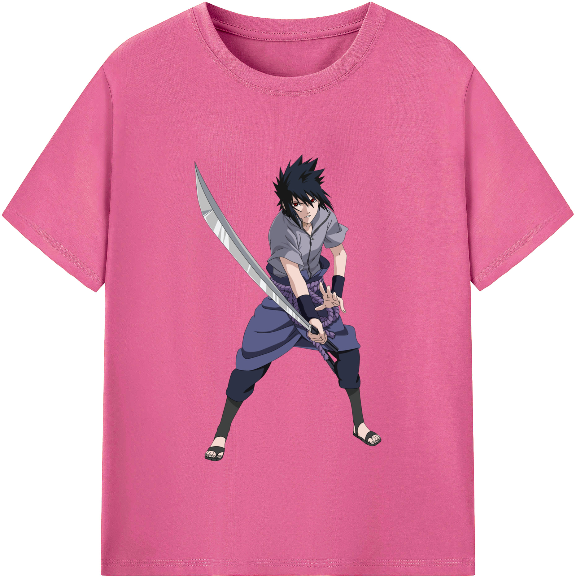 （画像用） NARUTO -ナルト- うちは サスケ Uchiha Sasuke レディースカジュアルプリントTシャツ（綿100％）