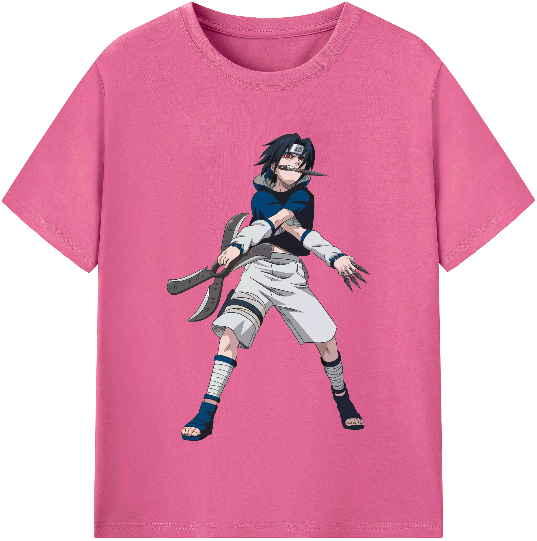 （画像用） NARUTO -ナルト- うちは サスケ Uchiha Sasuke レディースカジュアルプリントTシャツ（綿100％）
