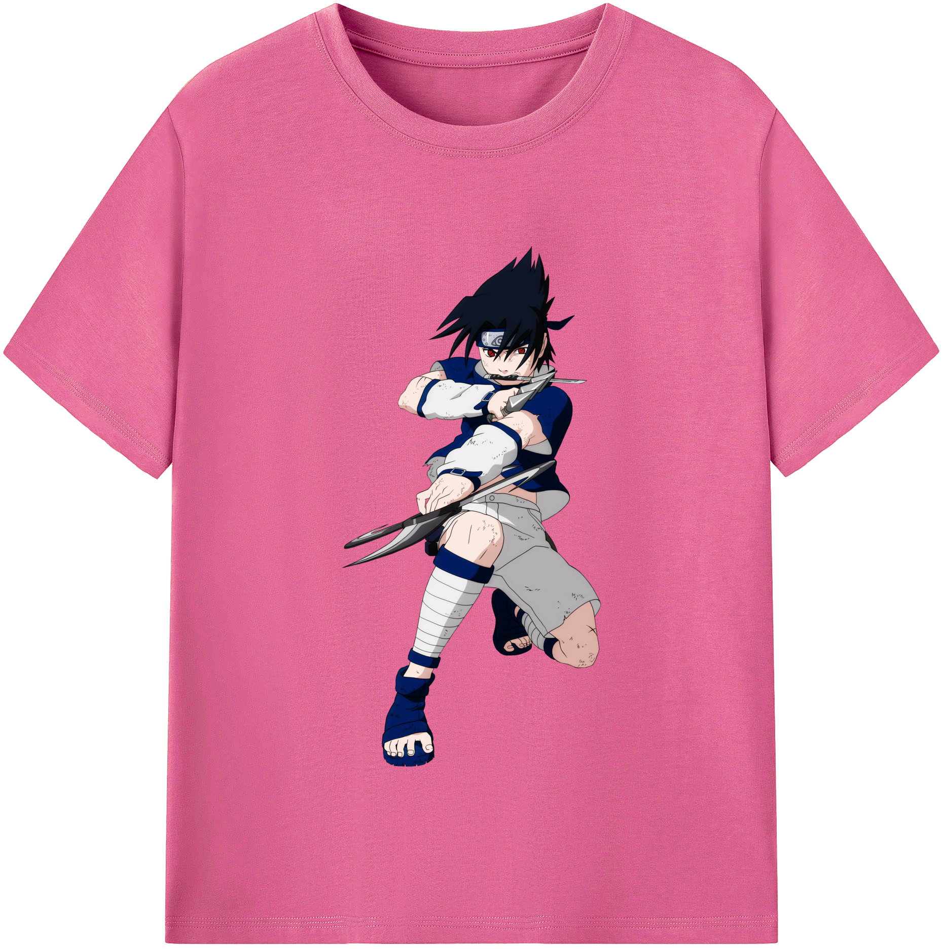 （画像用） NARUTO -ナルト- うちは サスケ Uchiha Sasuke レディースカジュアルプリントTシャツ（綿100％）