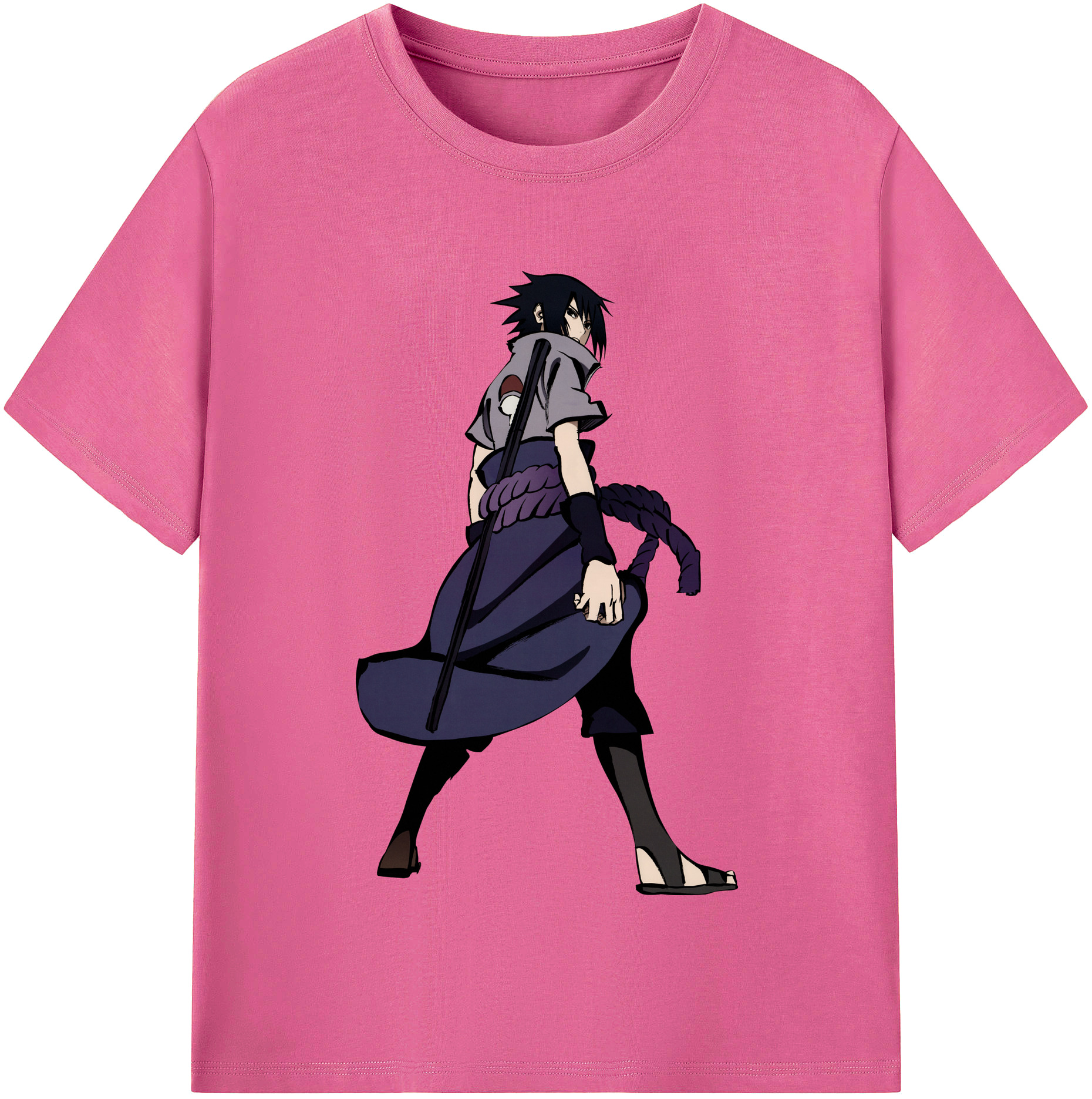 （画像用） NARUTO -ナルト- うちは サスケ Uchiha Sasuke レディースカジュアルプリントTシャツ（綿100％）