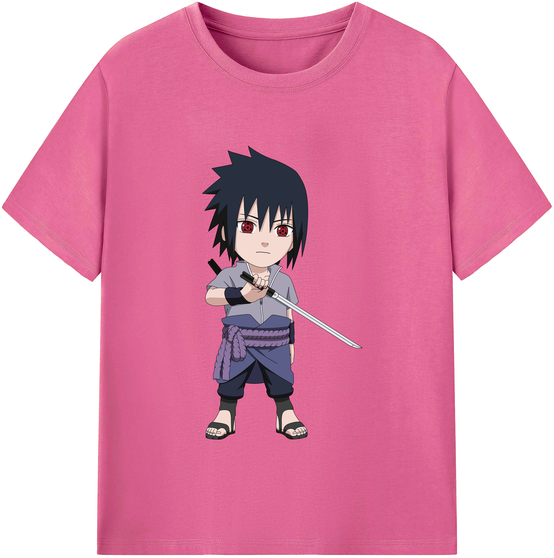 （画像用） NARUTO -ナルト- うちは サスケ Uchiha Sasuke レディースカジュアルプリントTシャツ（綿100％）