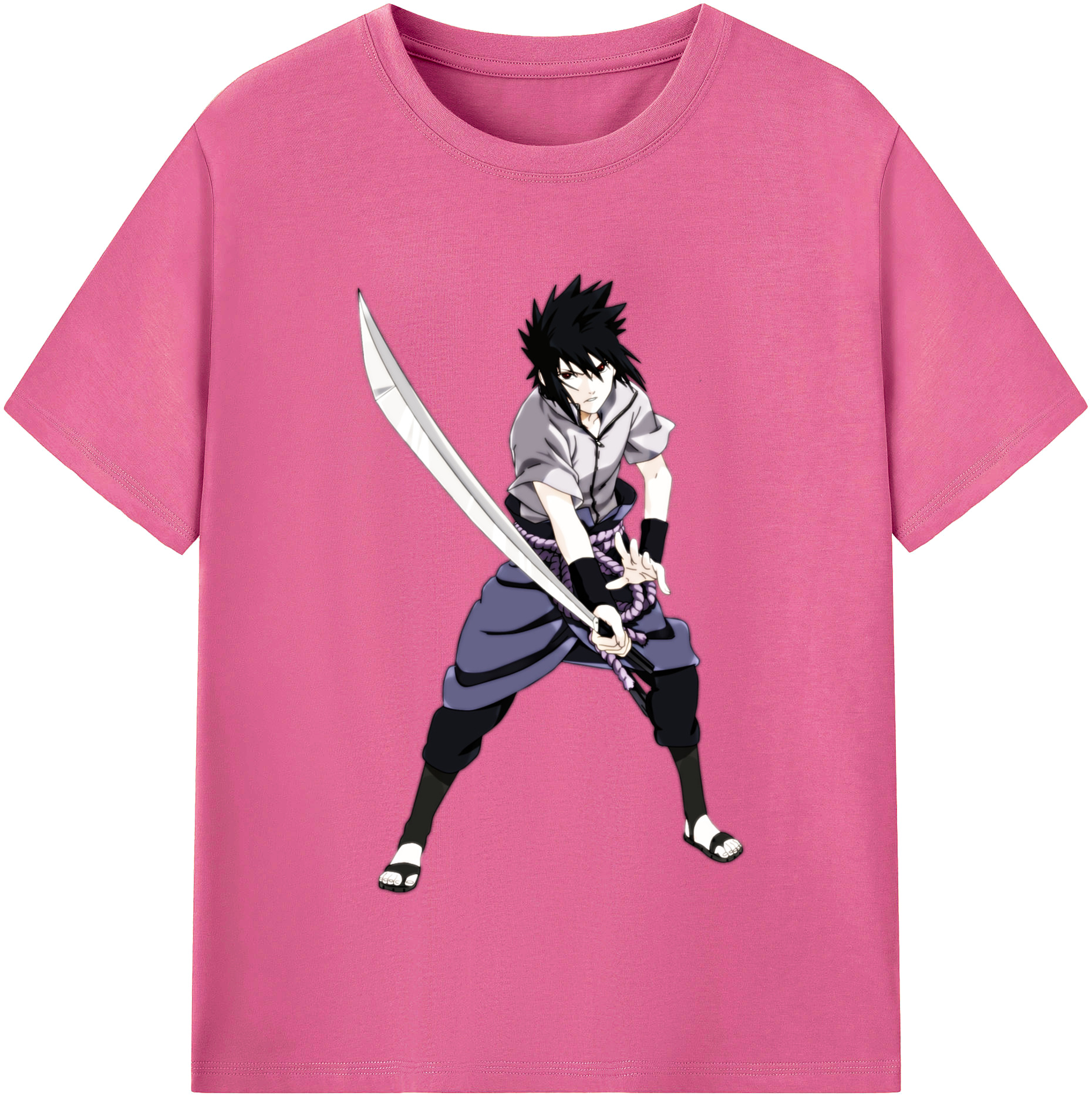 （画像用） NARUTO -ナルト- うちは サスケ Uchiha Sasuke レディースカジュアルプリントTシャツ（綿100％）