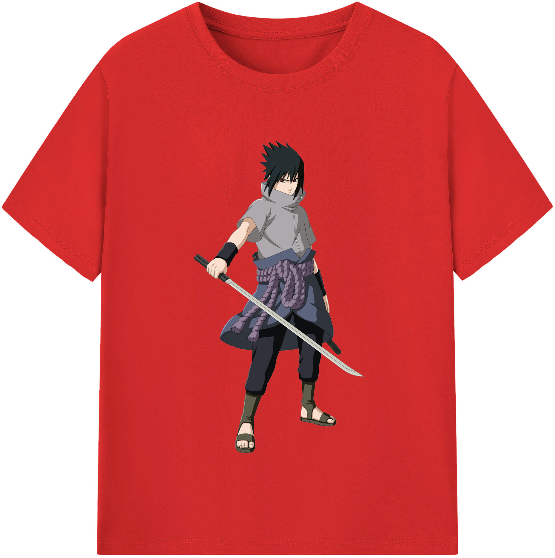 （画像用） NARUTO -ナルト- うちは サスケ Uchiha Sasuke レディースカジュアルプリントTシャツ（綿100％）