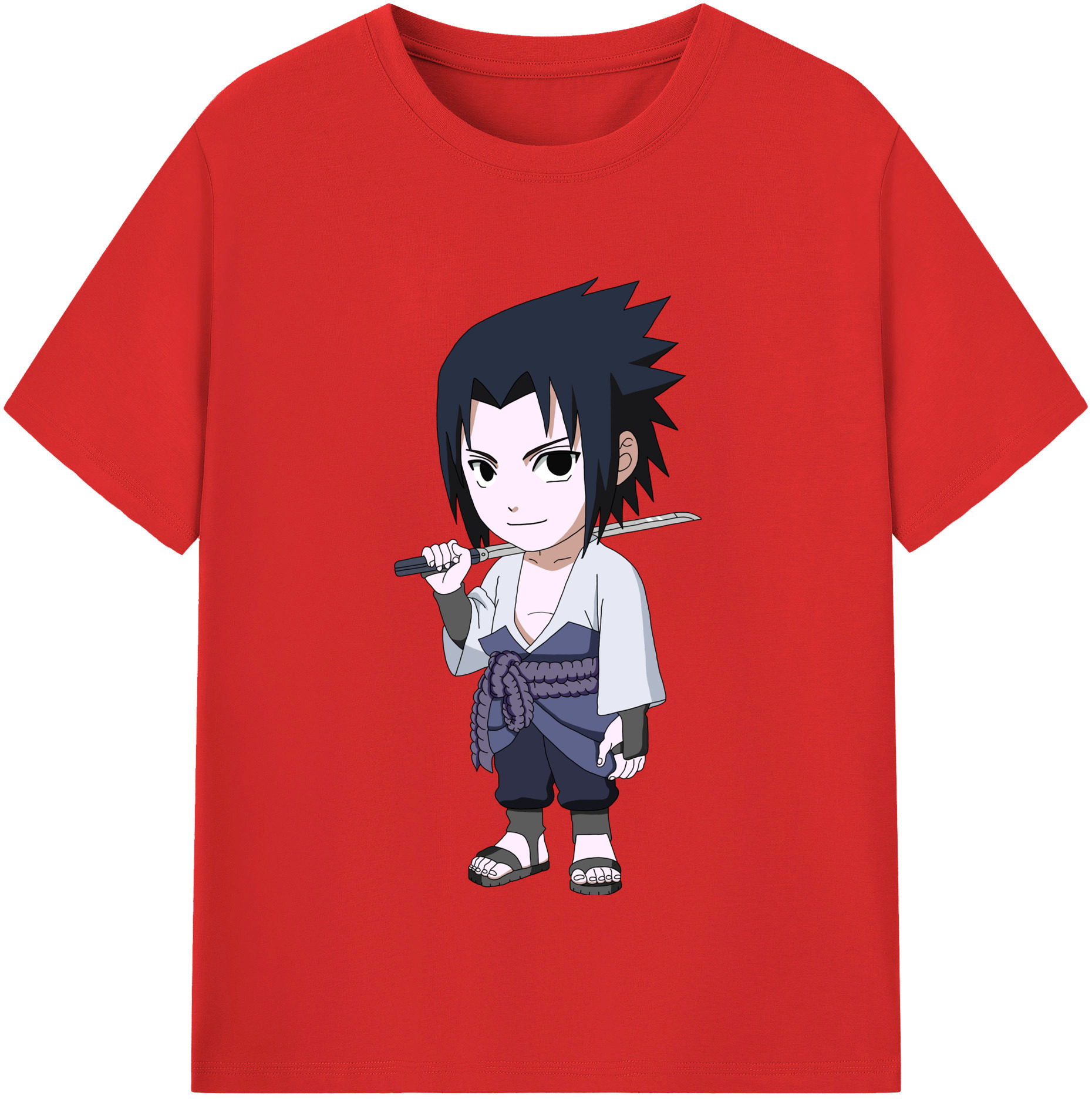 （画像用） NARUTO -ナルト- うちは サスケ Uchiha Sasuke レディースカジュアルプリントTシャツ（綿100％）