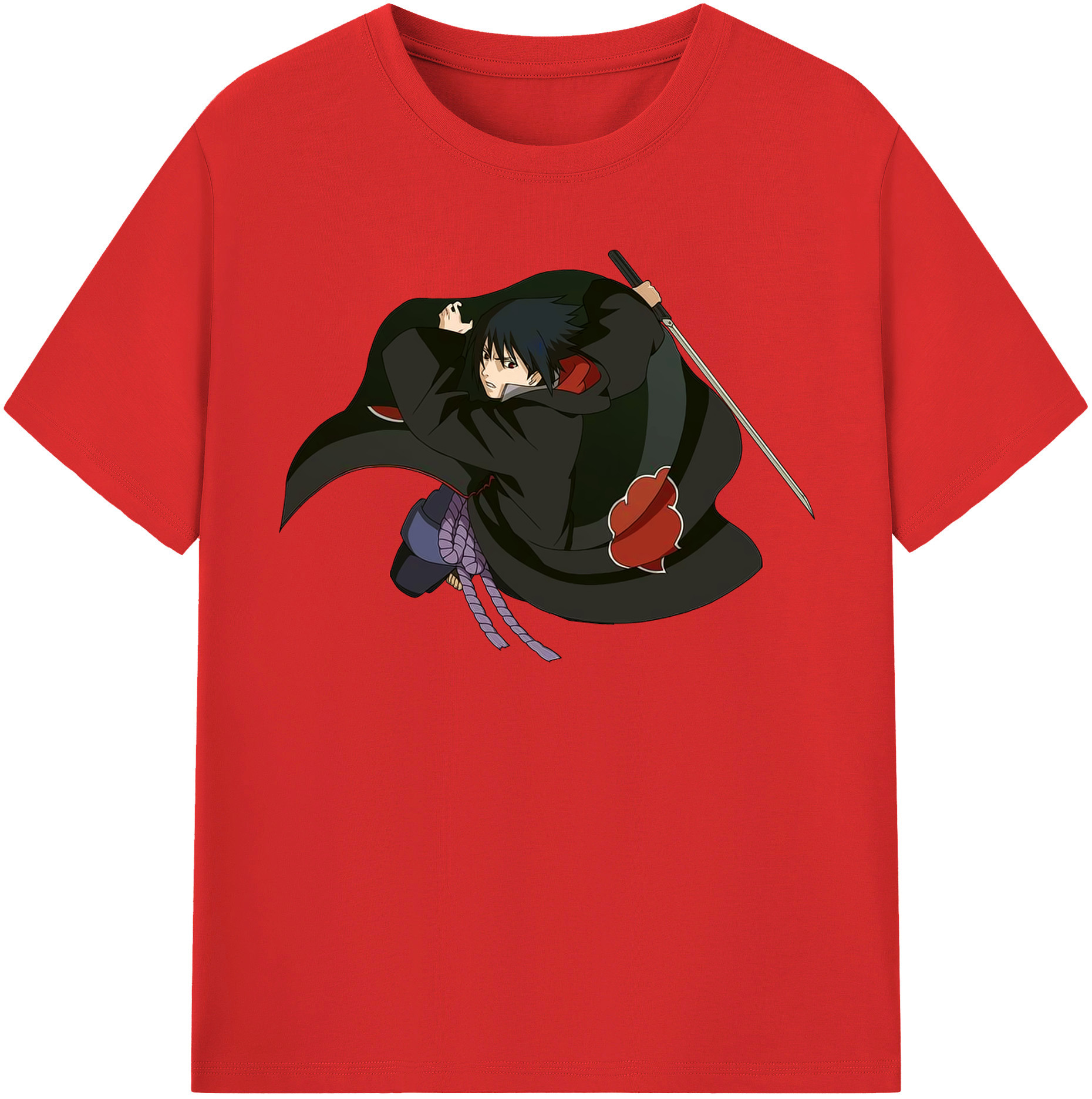 （画像用） NARUTO -ナルト- うちは サスケ Uchiha Sasuke レディースカジュアルプリントTシャツ（綿100％）