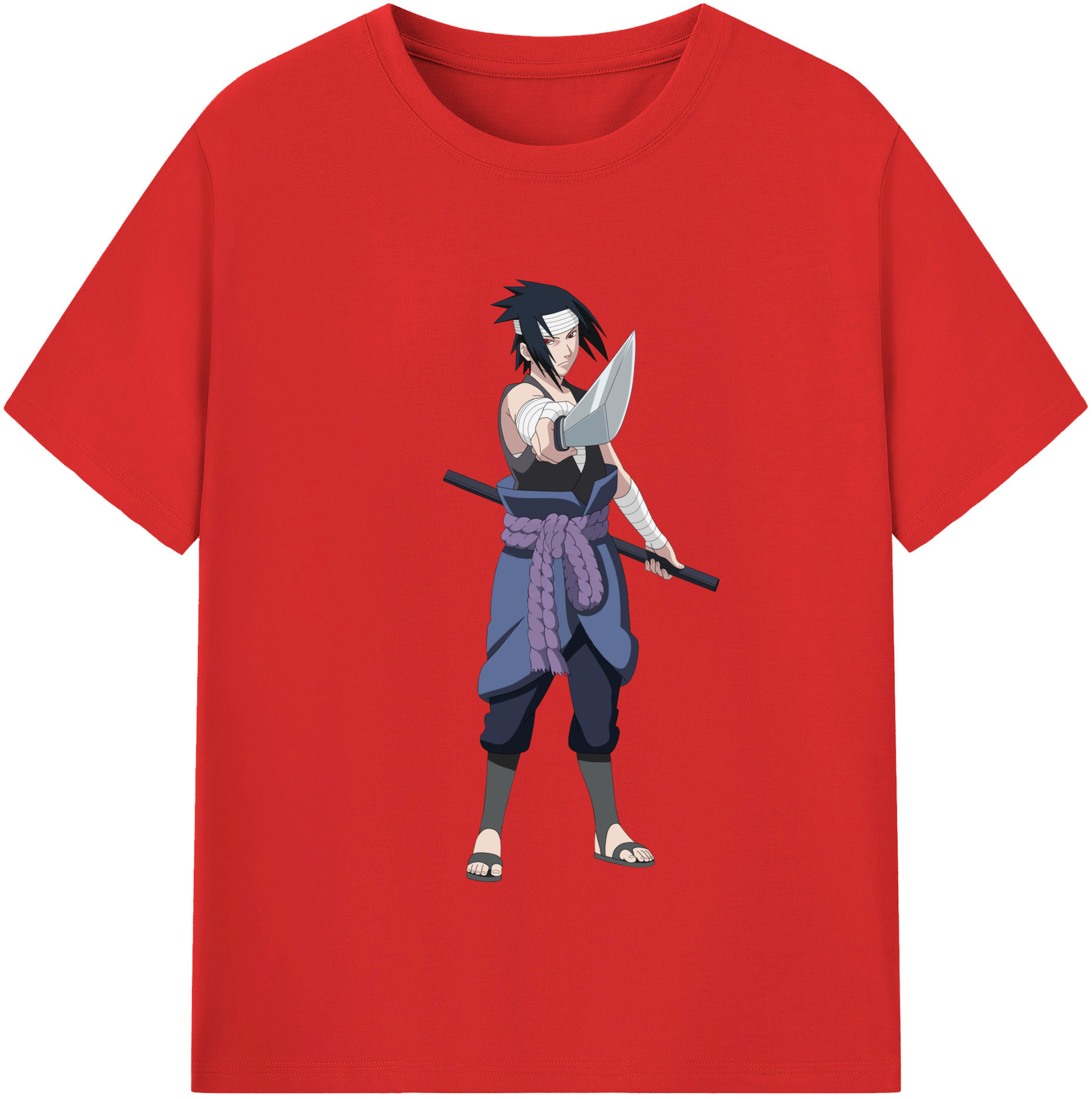 （画像用） NARUTO -ナルト- うちは サスケ Uchiha Sasuke レディースカジュアルプリントTシャツ（綿100％）