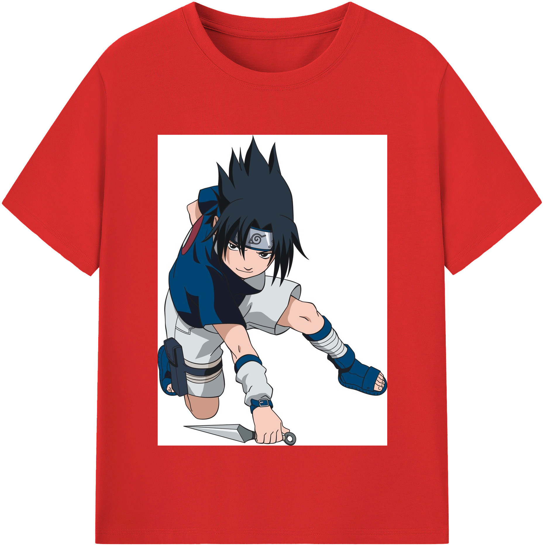 （画像用） NARUTO -ナルト- うちは サスケ Uchiha Sasuke レディースカジュアルプリントTシャツ（綿100％）