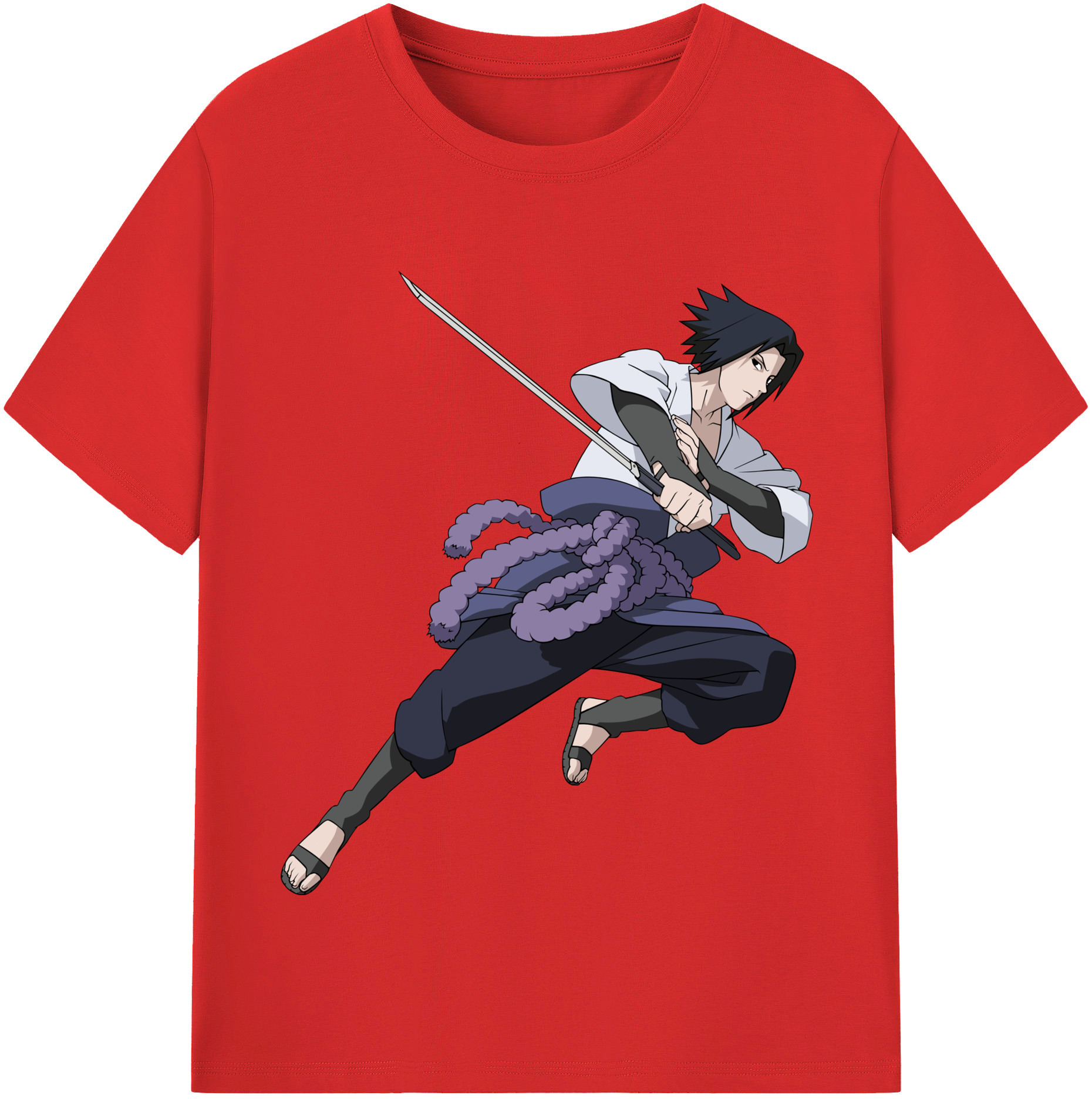 （画像用） NARUTO -ナルト- うちは サスケ Uchiha Sasuke レディースカジュアルプリントTシャツ（綿100％）