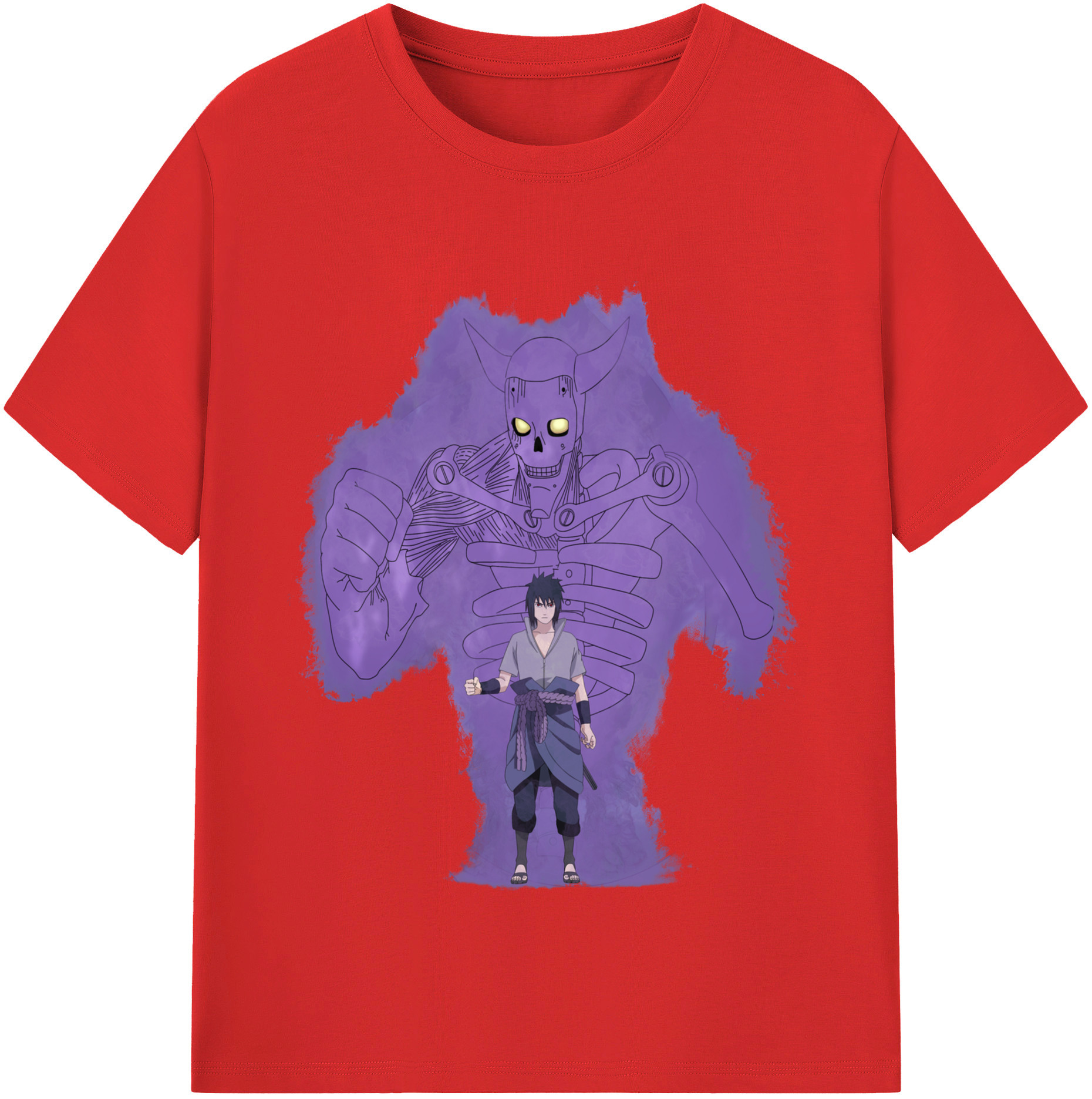 （画像用） NARUTO -ナルト- うちは サスケ Uchiha Sasuke レディースカジュアルプリントTシャツ（綿100％）