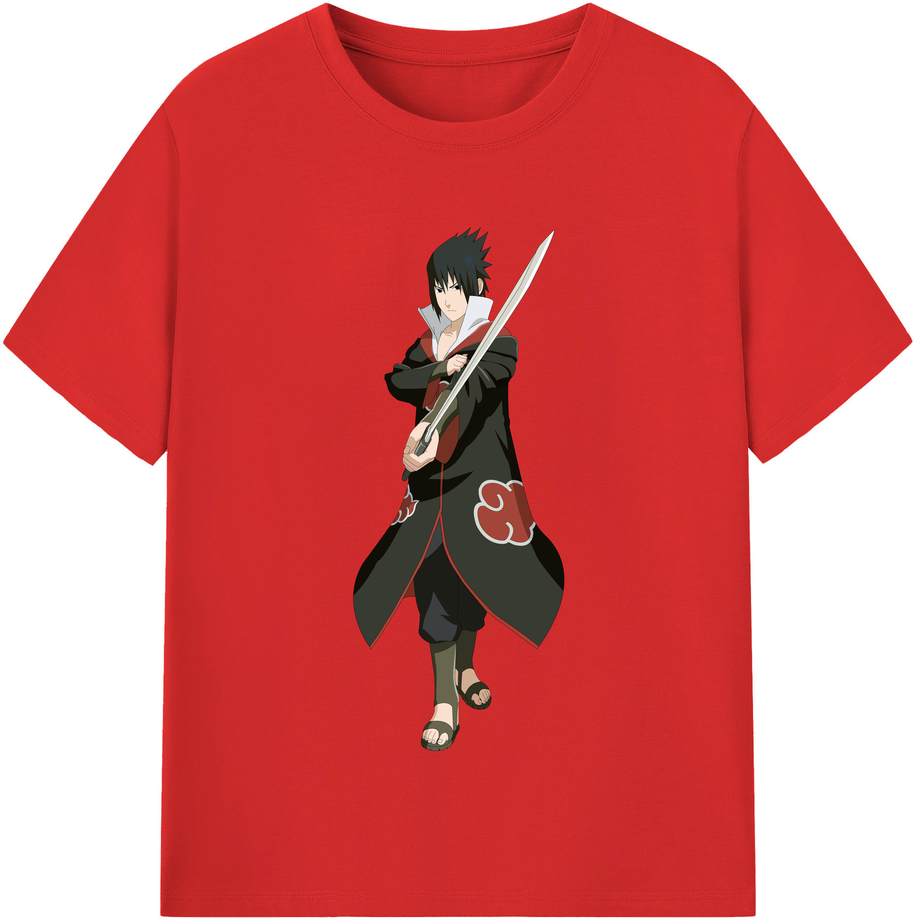 （画像用） NARUTO -ナルト- うちは サスケ Uchiha Sasuke レディースカジュアルプリントTシャツ（綿100％）