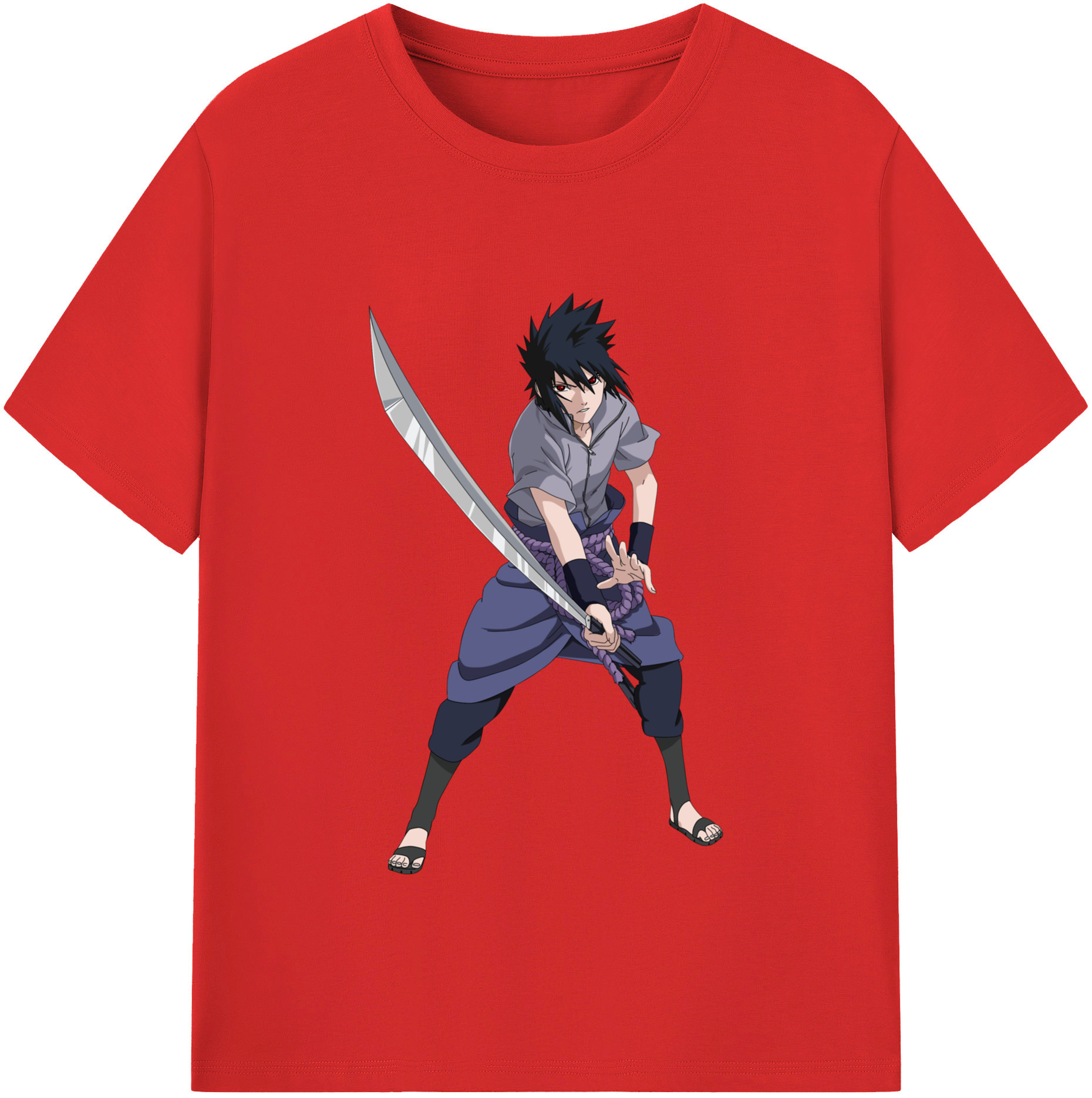 （画像用） NARUTO -ナルト- うちは サスケ Uchiha Sasuke レディースカジュアルプリントTシャツ（綿100％）