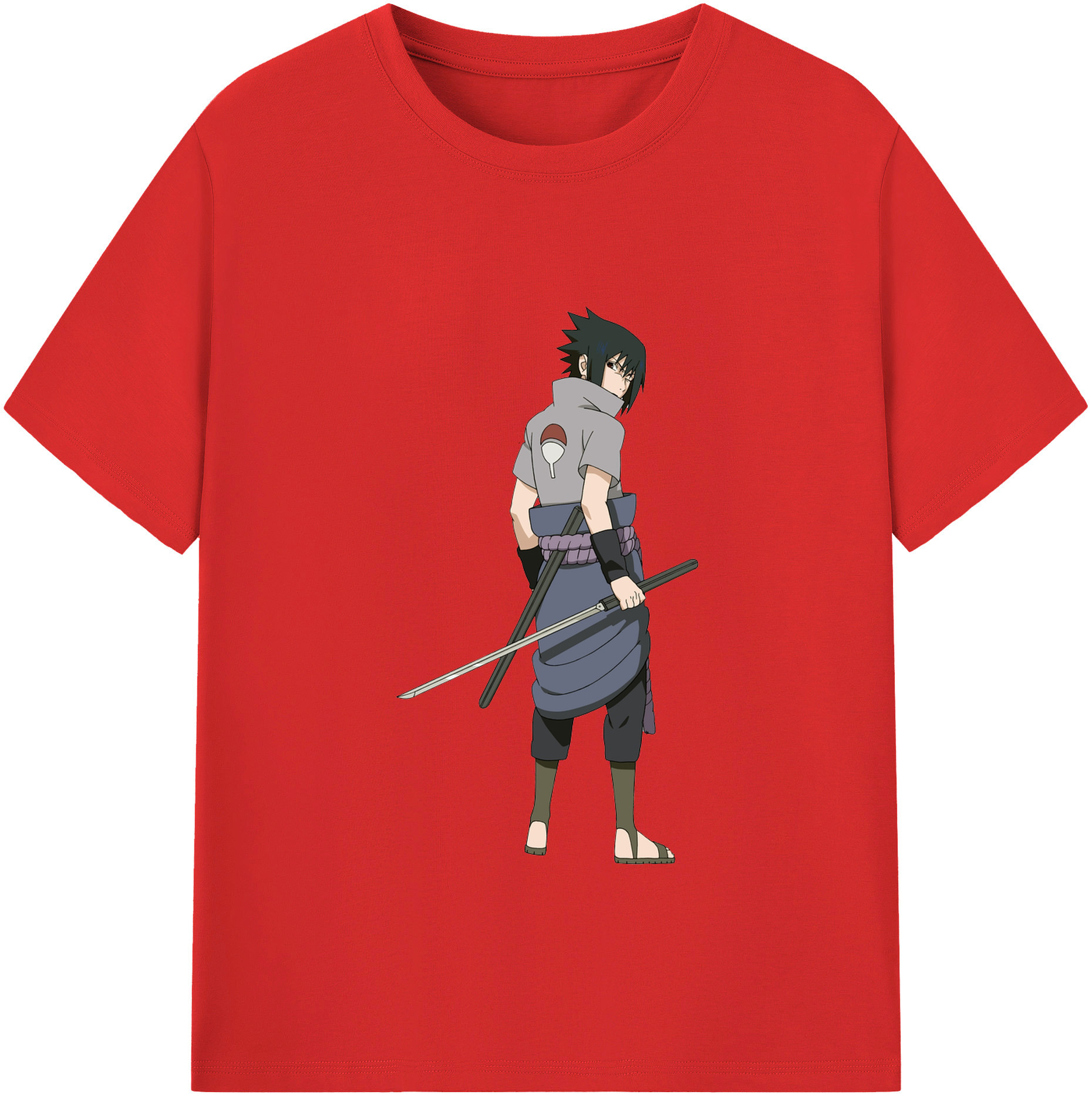（画像用） NARUTO -ナルト- うちは サスケ Uchiha Sasuke レディースカジュアルプリントTシャツ（綿100％）