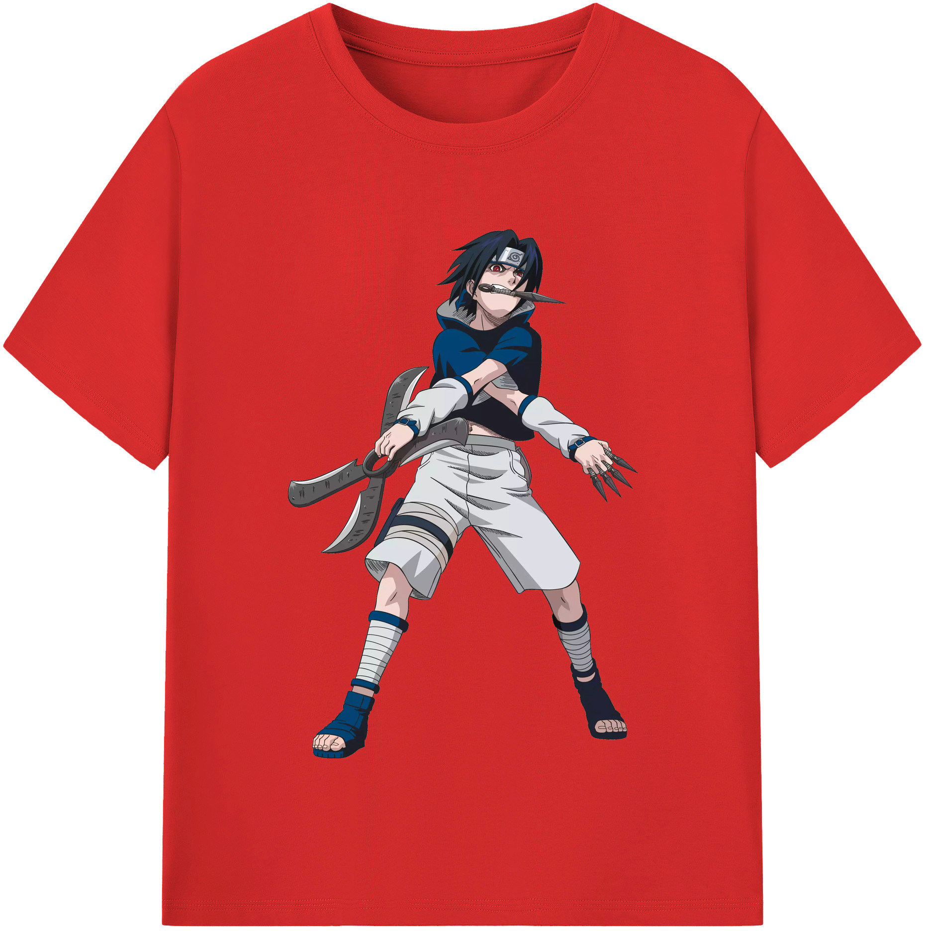 （画像用） NARUTO -ナルト- うちは サスケ Uchiha Sasuke レディースカジュアルプリントTシャツ（綿100％）