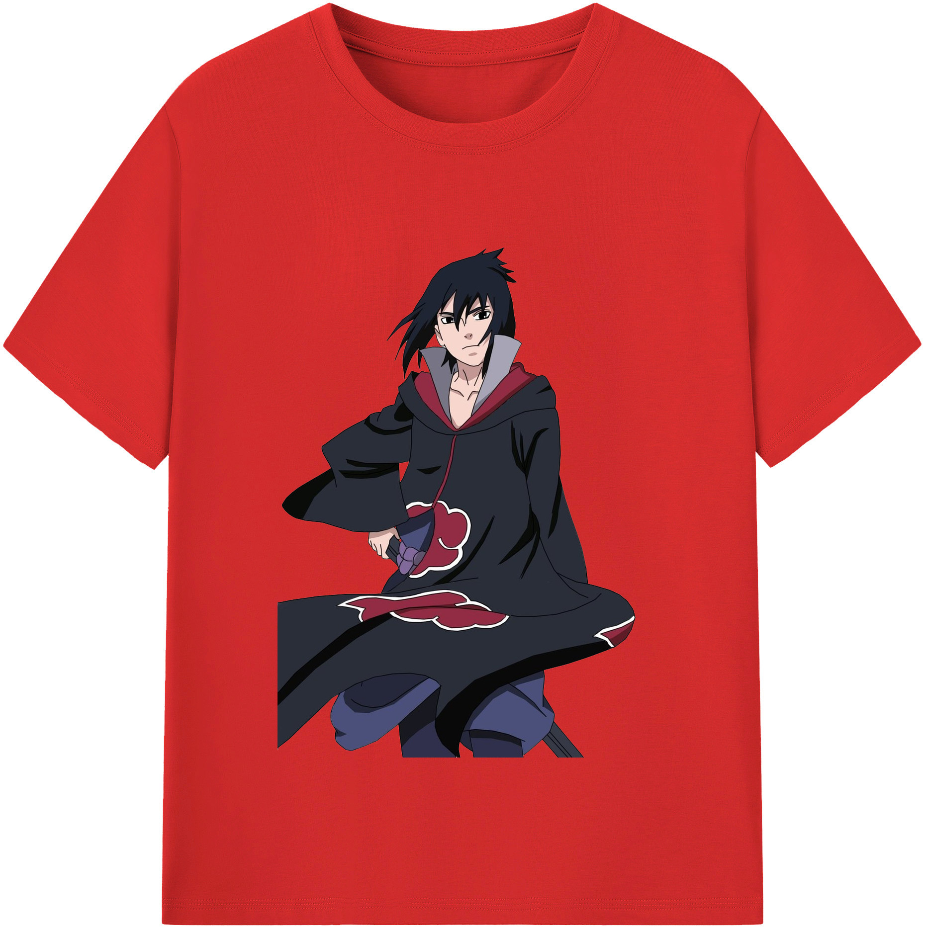 （画像用） NARUTO -ナルト- うちは サスケ Uchiha Sasuke レディースカジュアルプリントTシャツ（綿100％）
