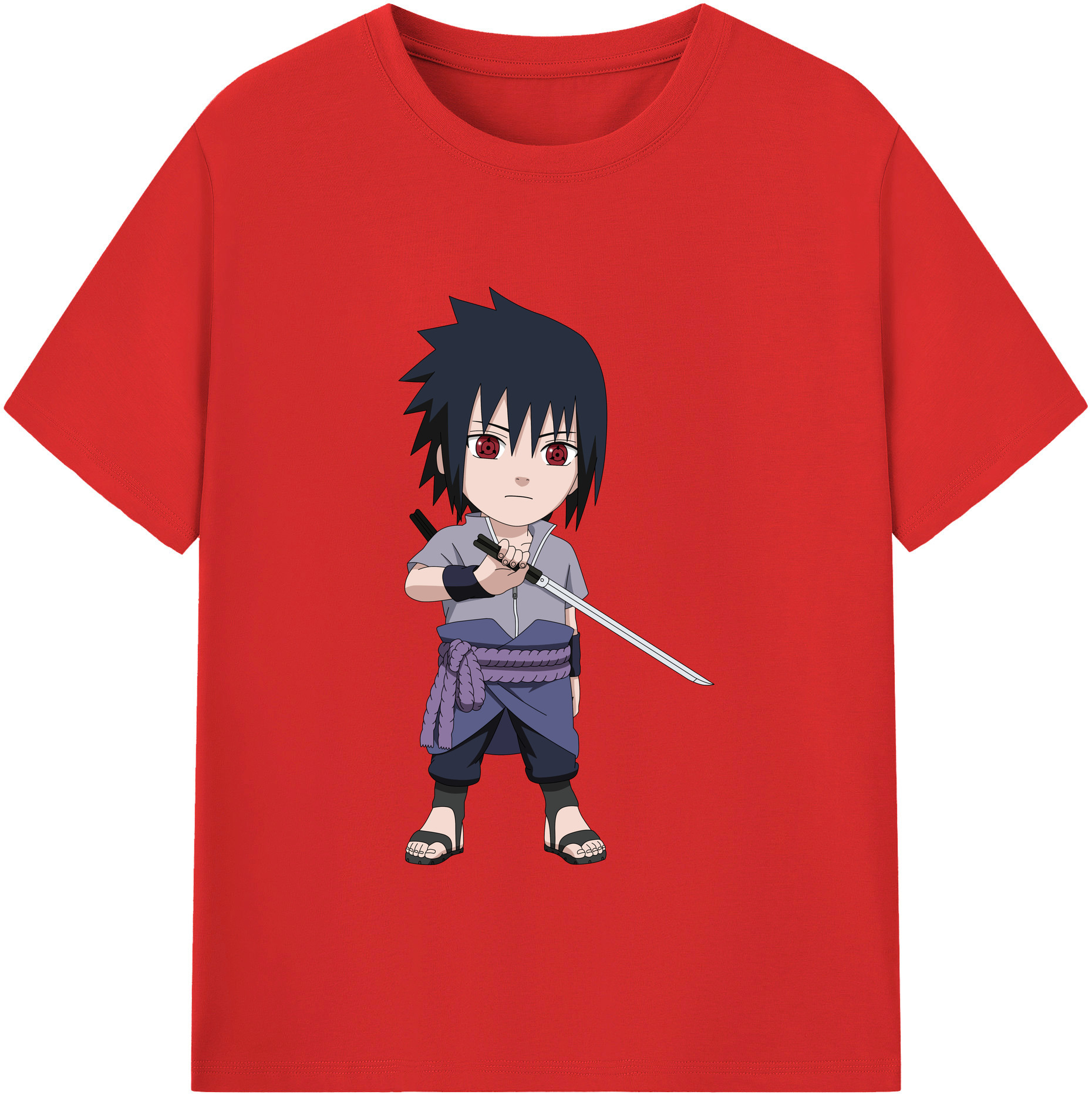 （画像用） NARUTO -ナルト- うちは サスケ Uchiha Sasuke レディースカジュアルプリントTシャツ（綿100％）