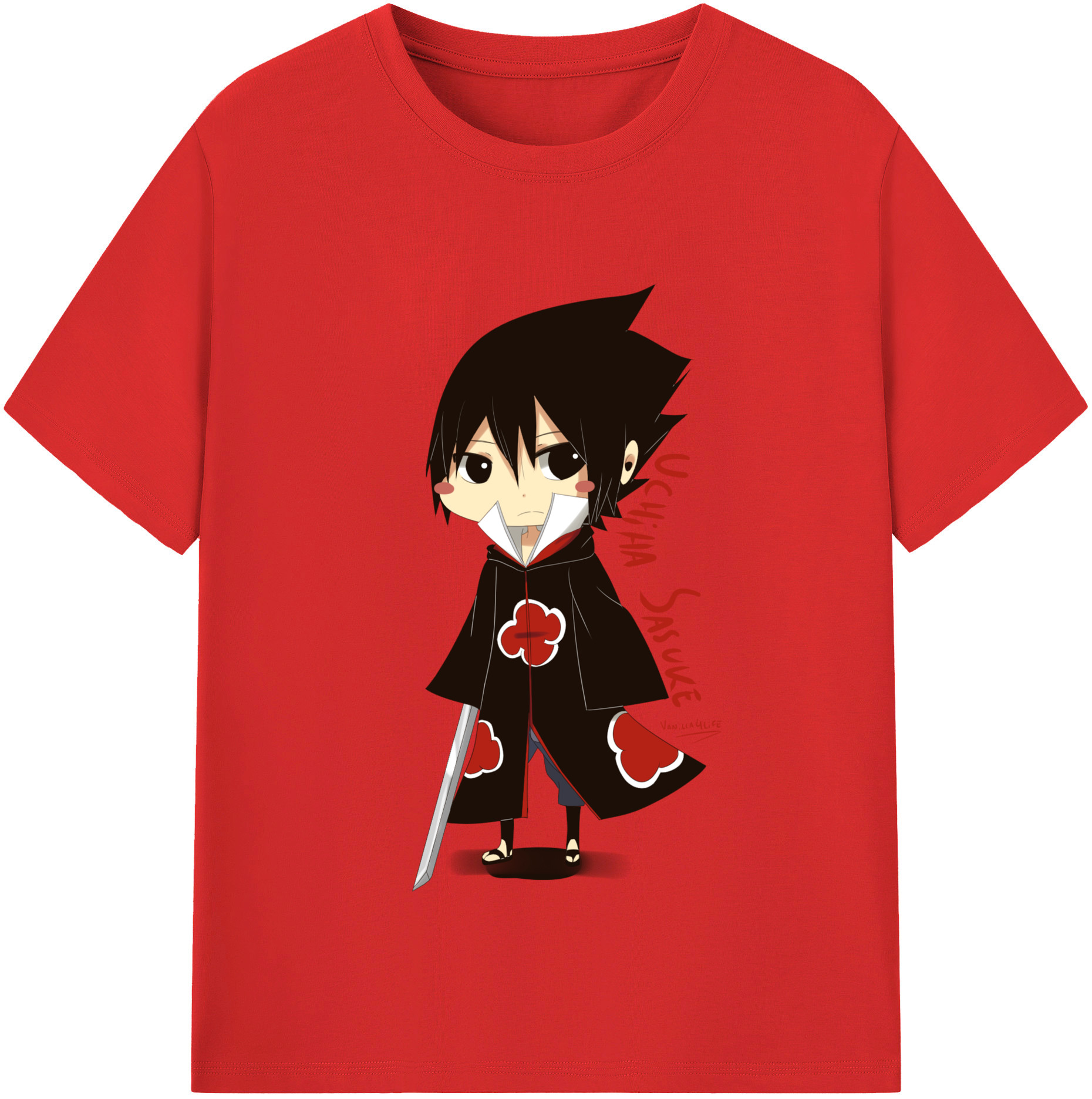 （画像用） NARUTO -ナルト- うちは サスケ Uchiha Sasuke レディースカジュアルプリントTシャツ（綿100％）