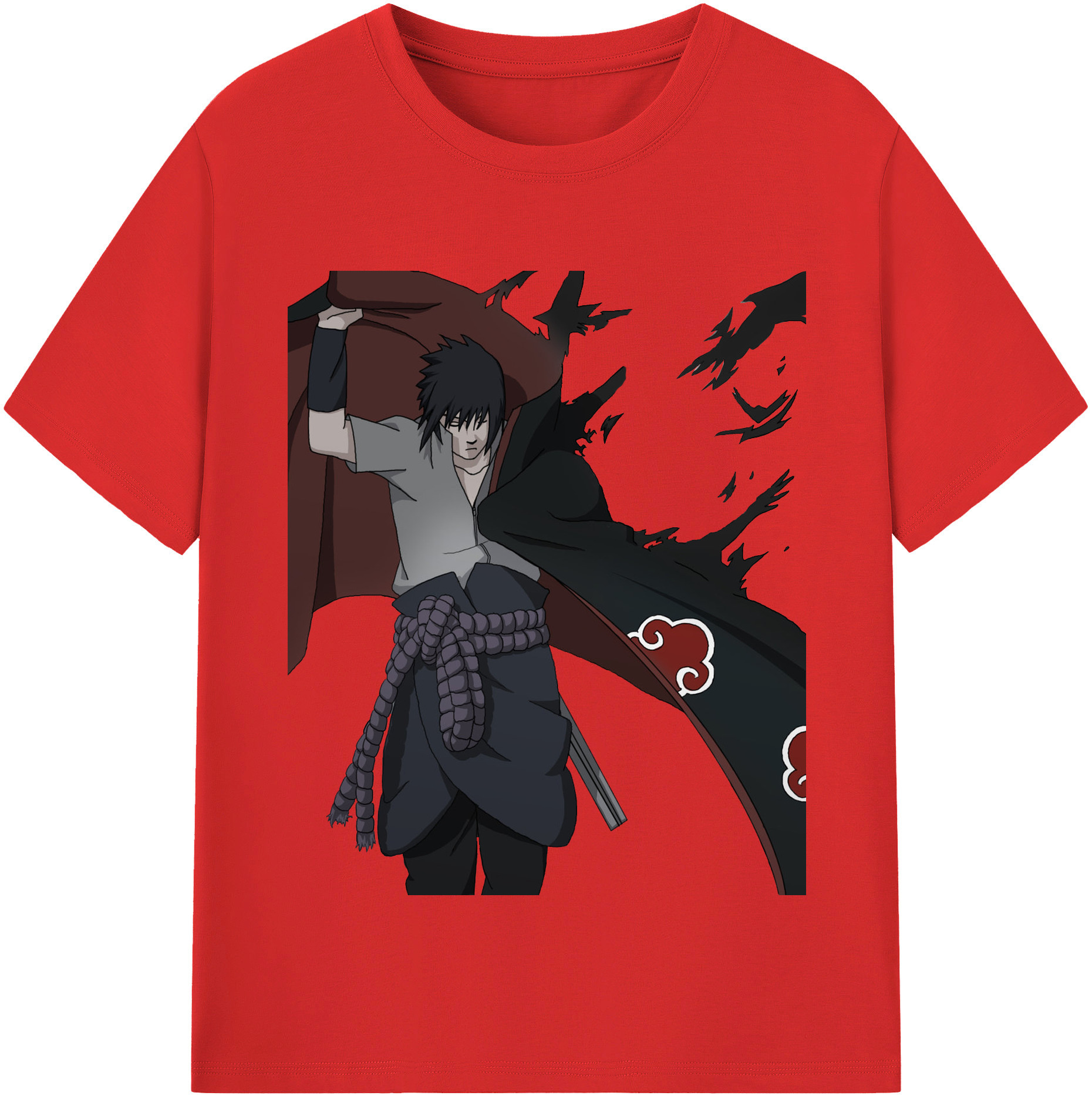 （画像用） NARUTO -ナルト- うちは サスケ Uchiha Sasuke レディースカジュアルプリントTシャツ（綿100％）