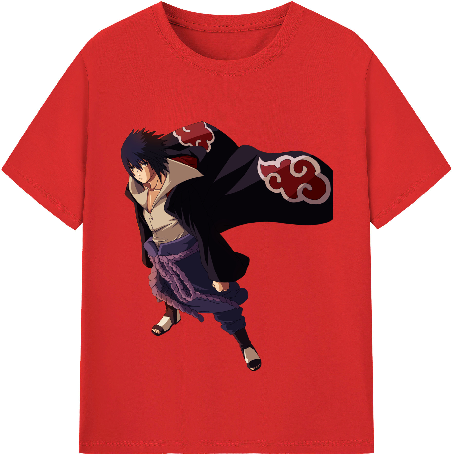 （画像用） NARUTO -ナルト- うちは サスケ Uchiha Sasuke レディースカジュアルプリントTシャツ（綿100％）
