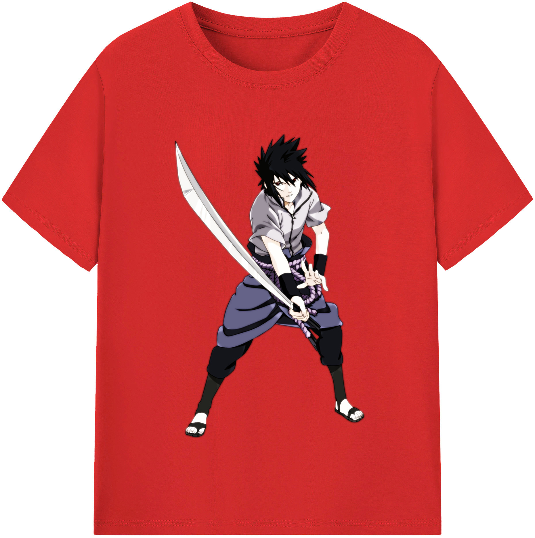 （画像用） NARUTO -ナルト- うちは サスケ Uchiha Sasuke レディースカジュアルプリントTシャツ（綿100％）