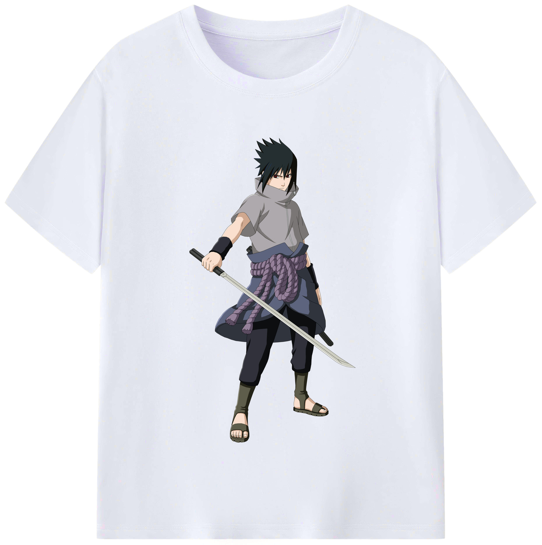 （画像用） NARUTO -ナルト- うちは サスケ Uchiha Sasuke レディースカジュアルプリントTシャツ（綿100％）