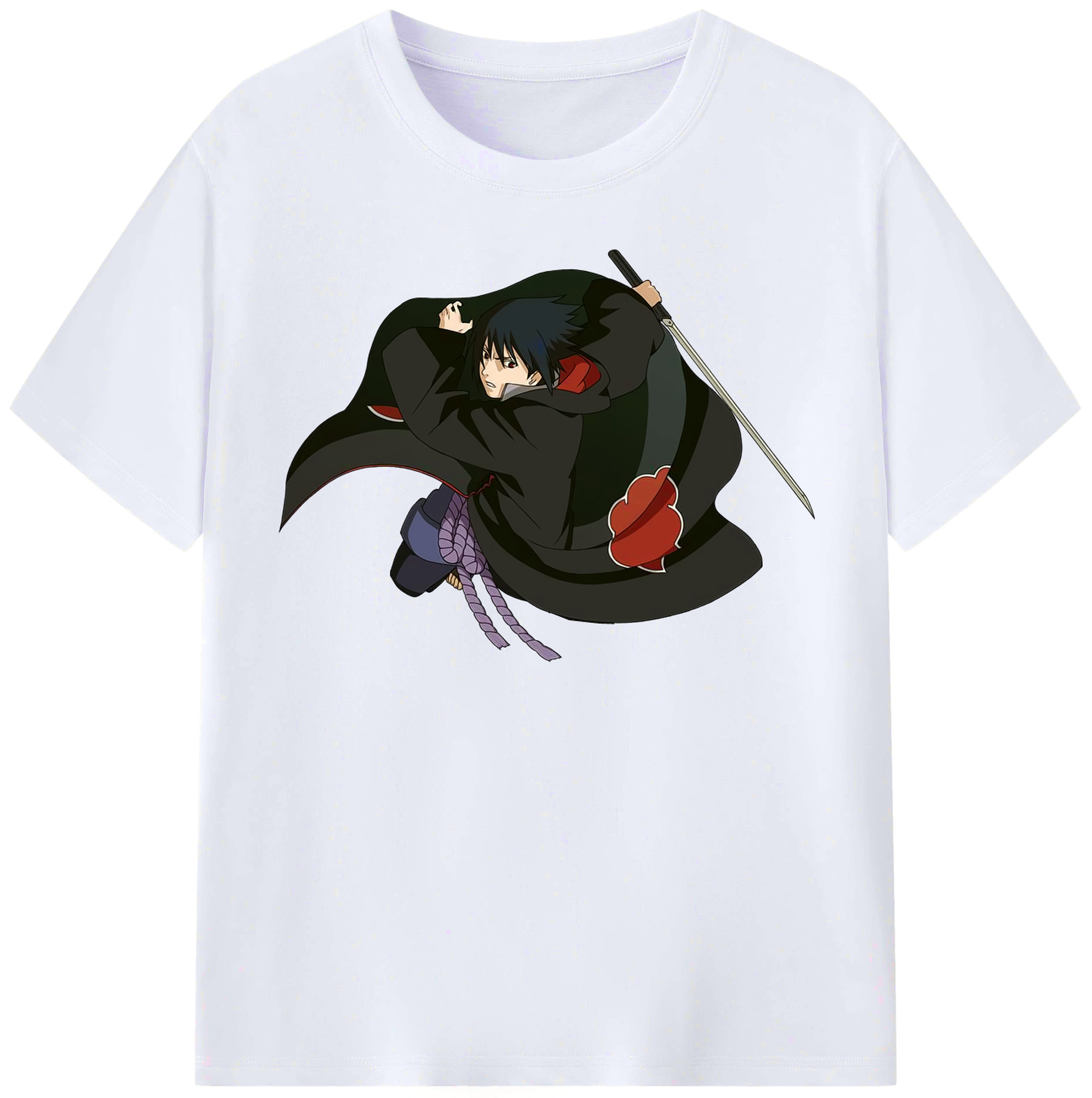 （画像用） NARUTO -ナルト- うちは サスケ Uchiha Sasuke レディースカジュアルプリントTシャツ（綿100％）