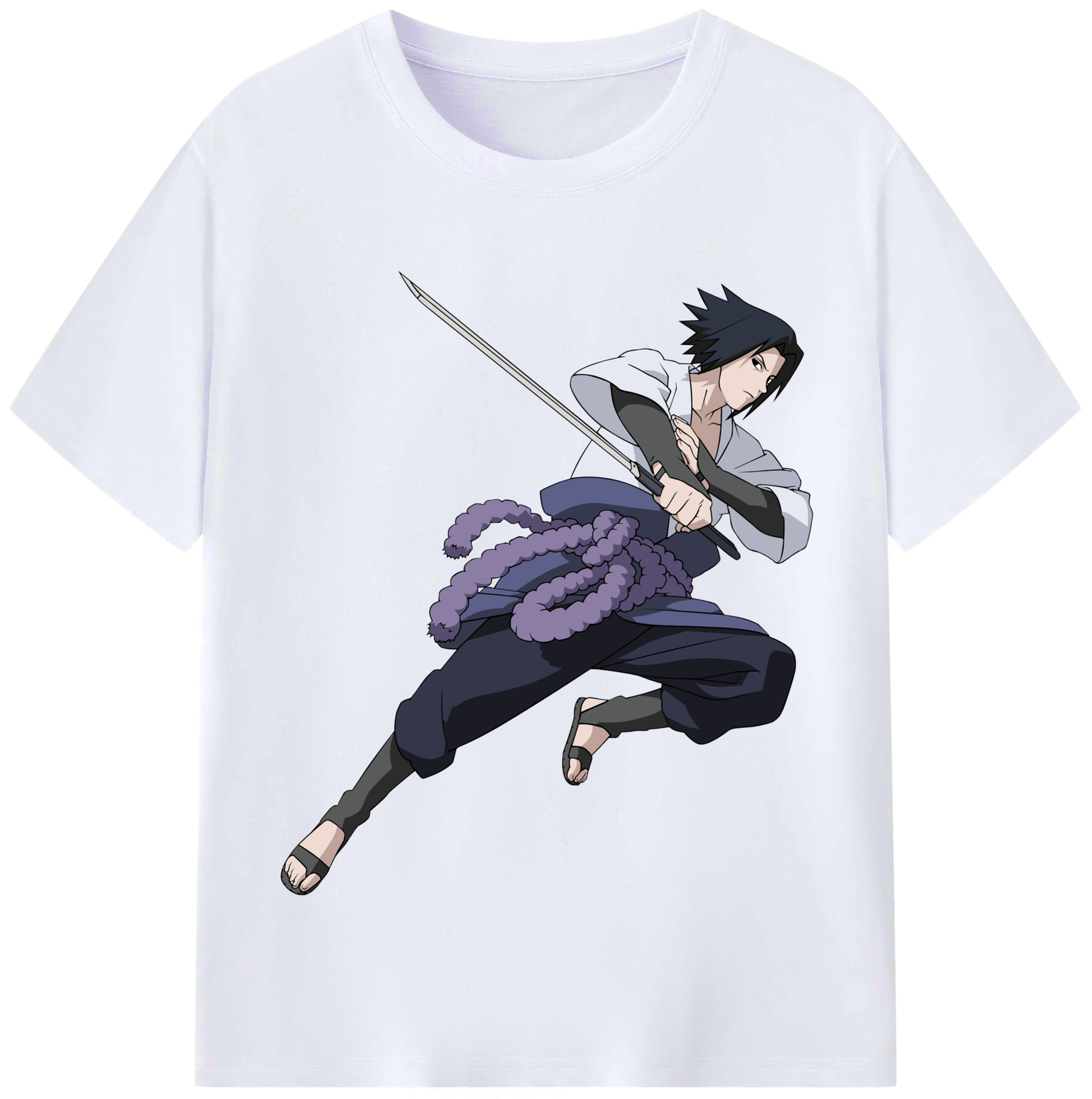 （画像用） NARUTO -ナルト- うちは サスケ Uchiha Sasuke レディースカジュアルプリントTシャツ（綿100％）
