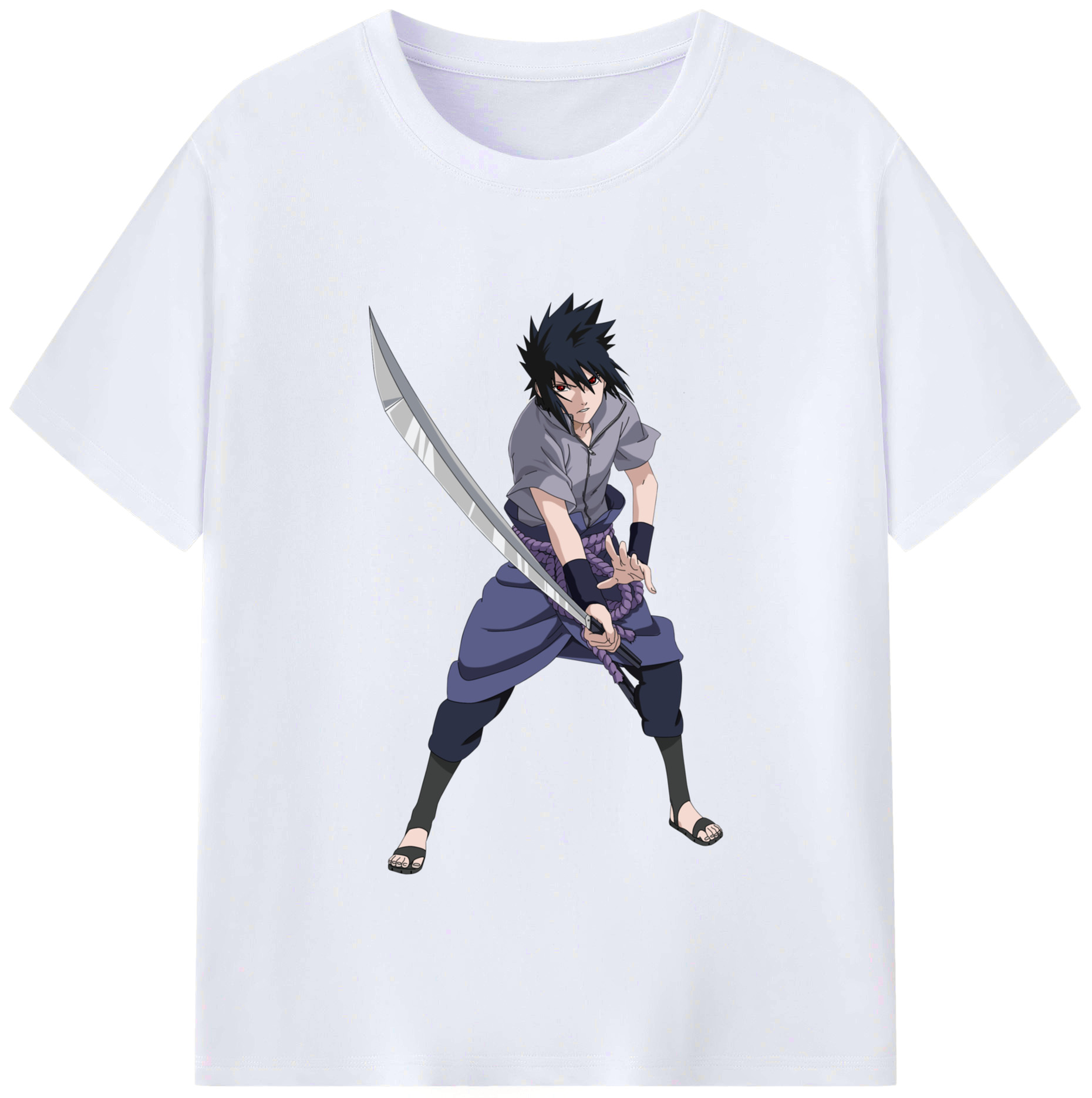 （画像用） NARUTO -ナルト- うちは サスケ Uchiha Sasuke レディースカジュアルプリントTシャツ（綿100％）